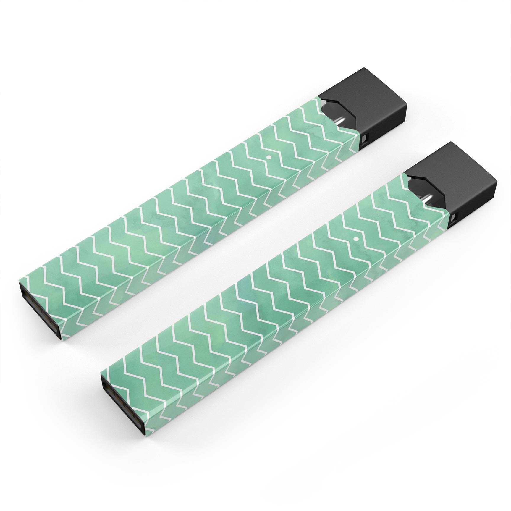 Green Watercolor Chevron skin-wrap sticker designed for JUUL vaping device, showcasing vibrant colors and unique chevron pattern.