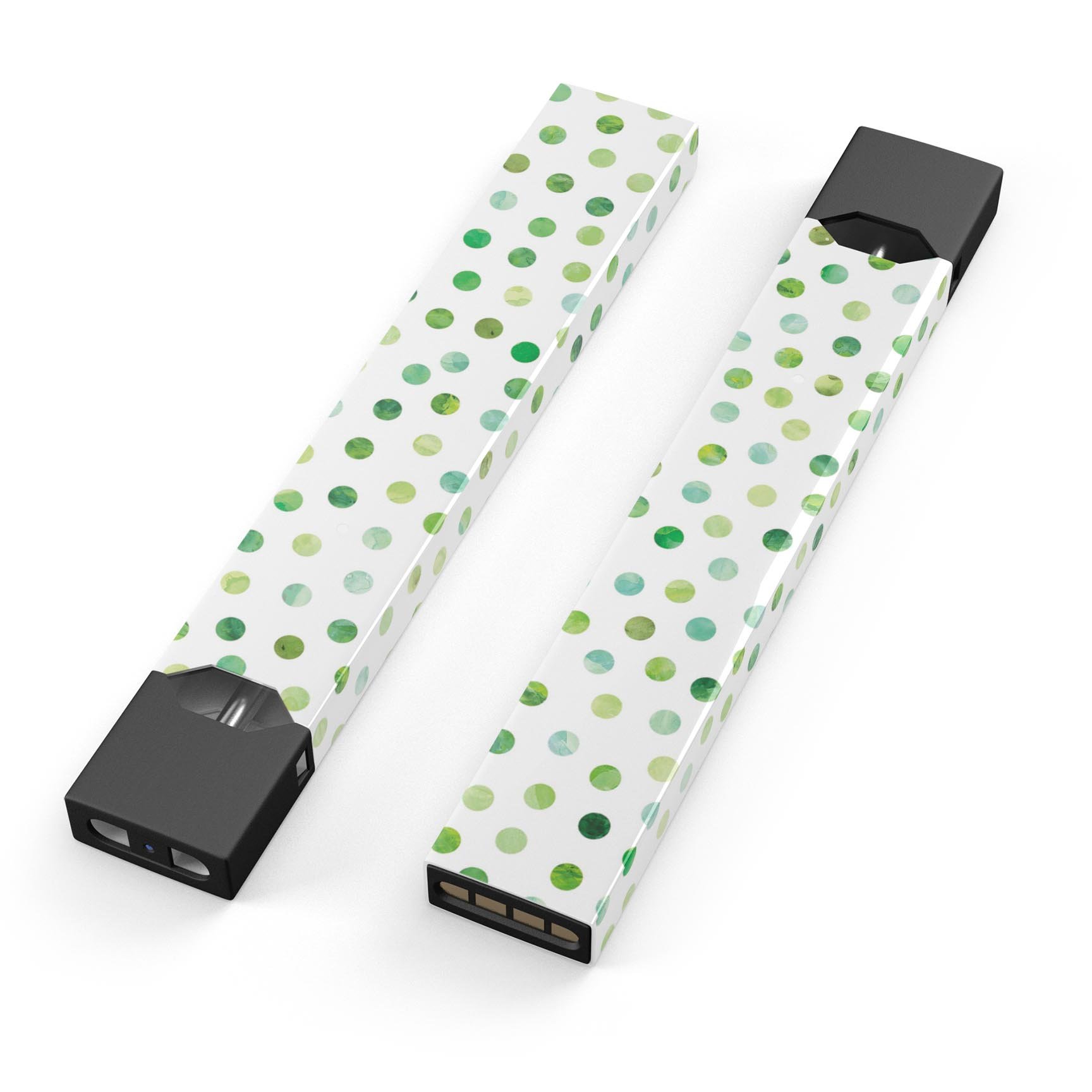 Green Watercolor Dots skin-wrap for JUUL device, showcasing vibrant colors and precise cut.