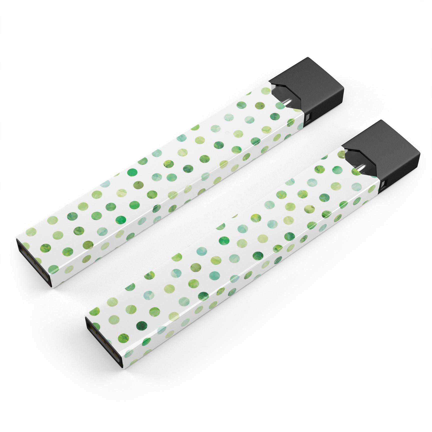 Green Watercolor Dots skin-wrap for JUUL device, showcasing vibrant colors and precise cut.