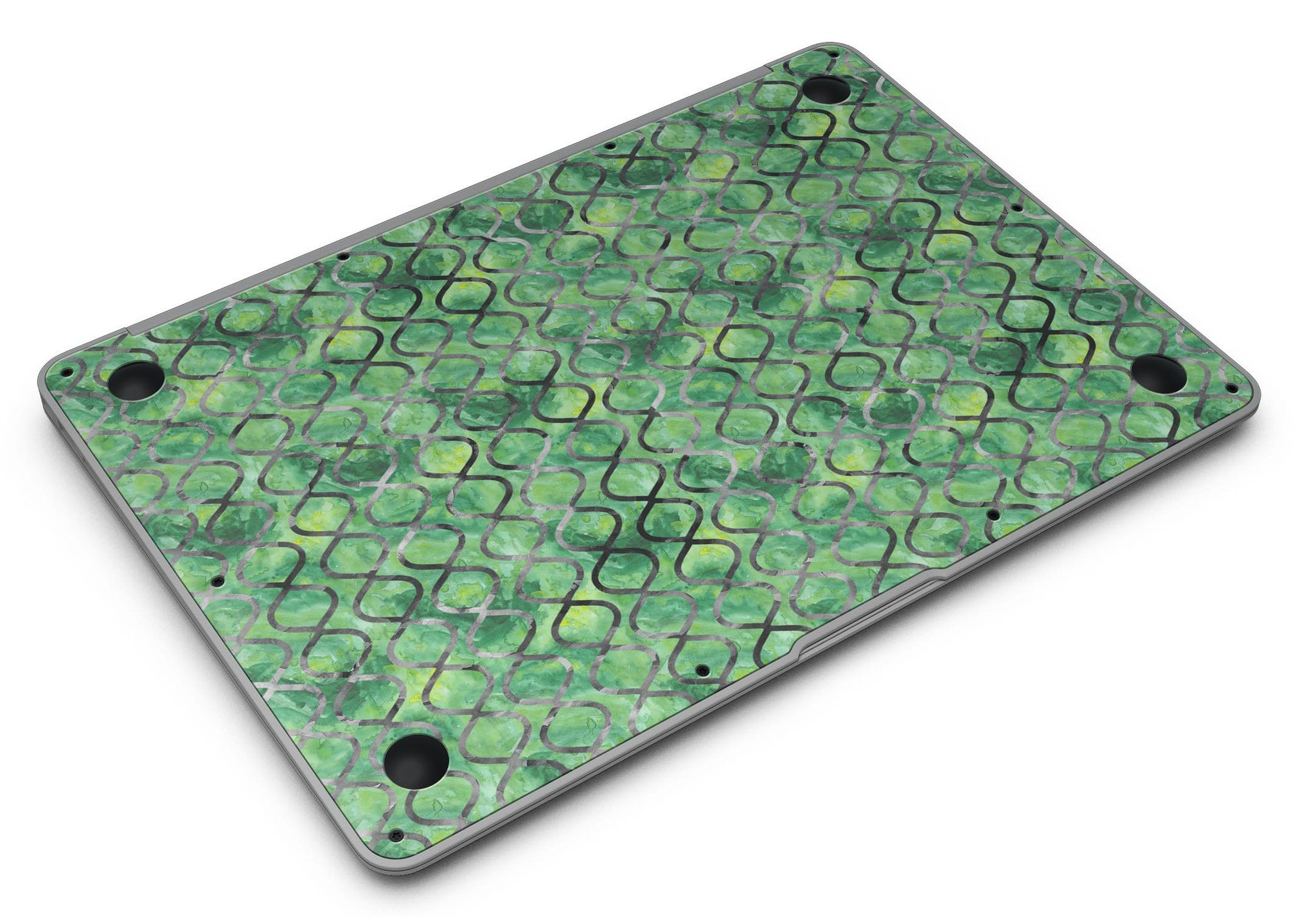 Green Watercolor Helix Pattern MacBook Air skin kit showcasing vibrant colors and intricate design.