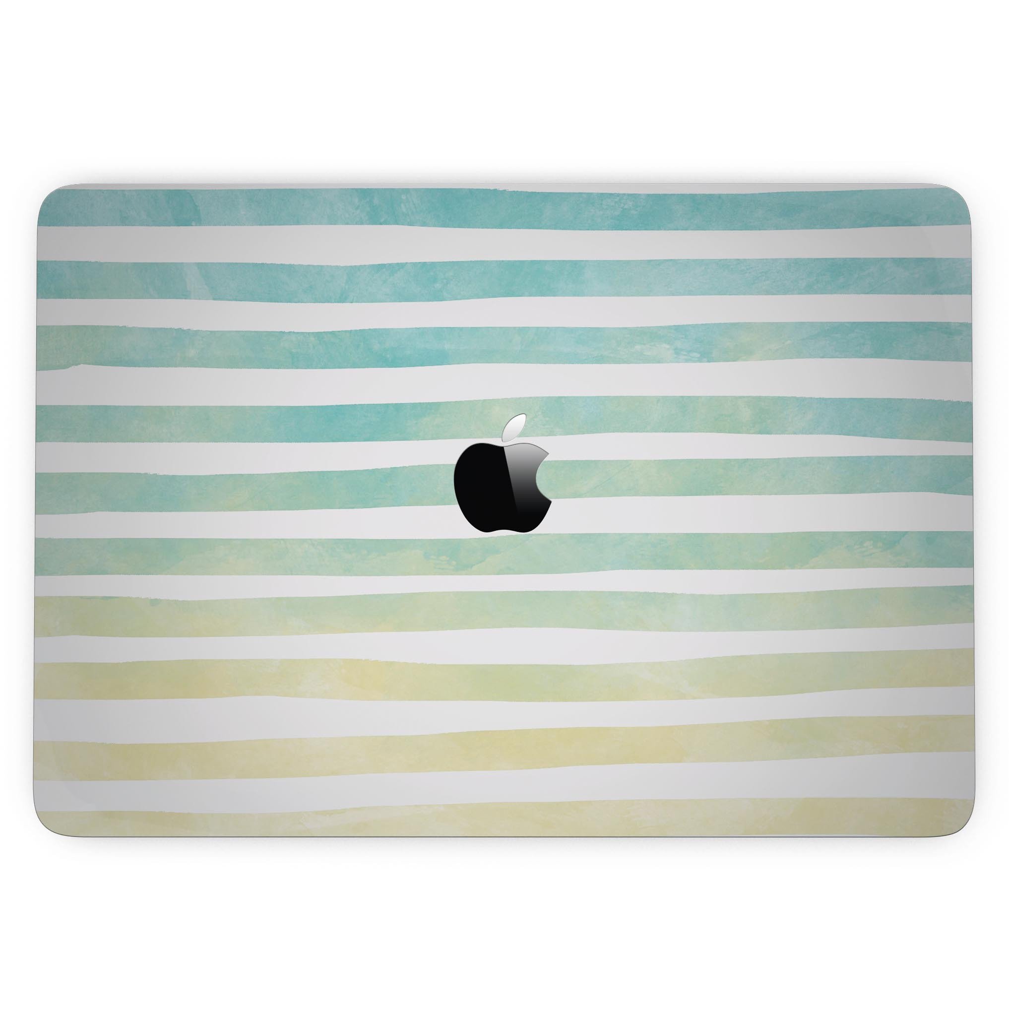 Green WaterColor Ombre Stripes skin for 13" MacBook Pro without Touch Bar, showcasing vibrant green hues in a stylish design.