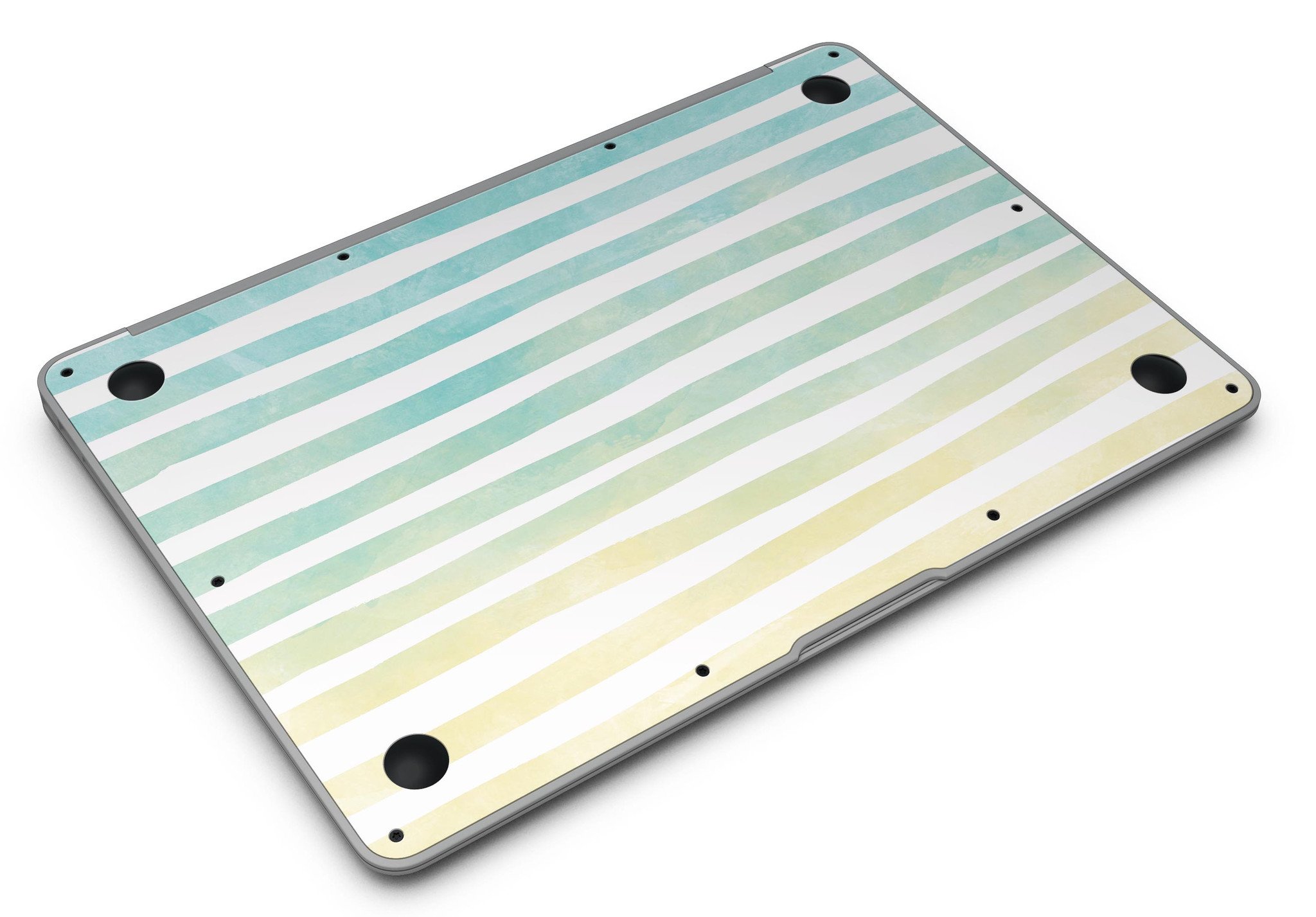 Green WaterColor Ombre Stripes MacBook Air Skin Kit showcasing vibrant colors and stylish design.