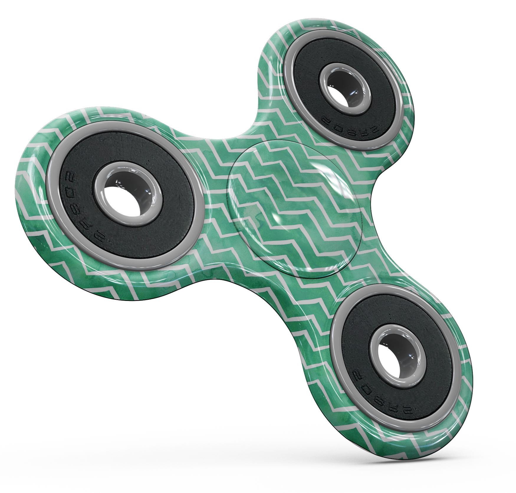 Green Watercolor Pattern Full-Body Skin-Kit for fidget spinner, showcasing vibrant colors and a sleek design.