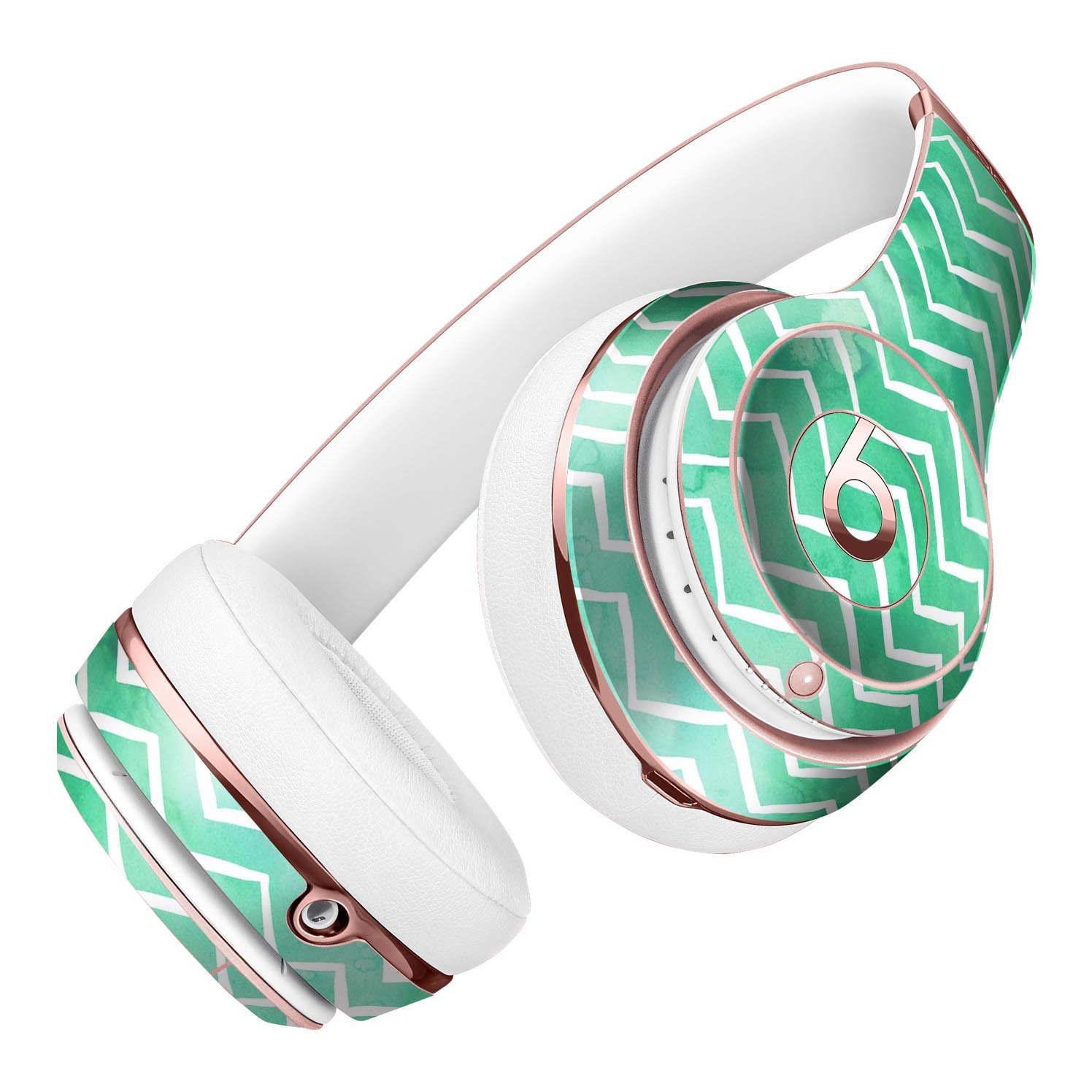 Green Watercolor Pattern Full-Body Skin Kit designed for Beats by Dre Solo 3 Wireless Headphones, showcasing vibrant colors and a sleek design.