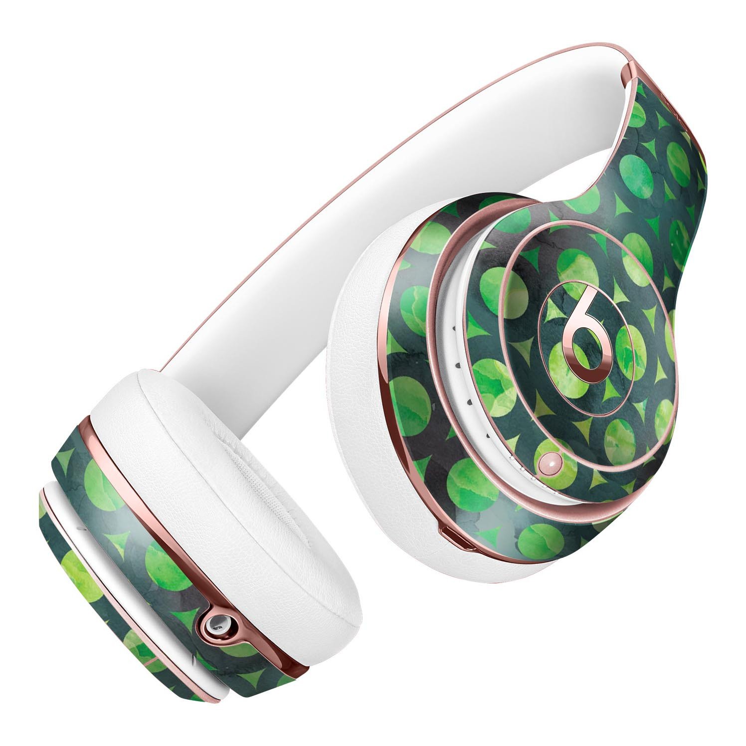Green Watercolor Ring Pattern Skin Kit for Beats by Dre Solo 3 Wireless Headphones, showcasing vibrant colors and unique design.
