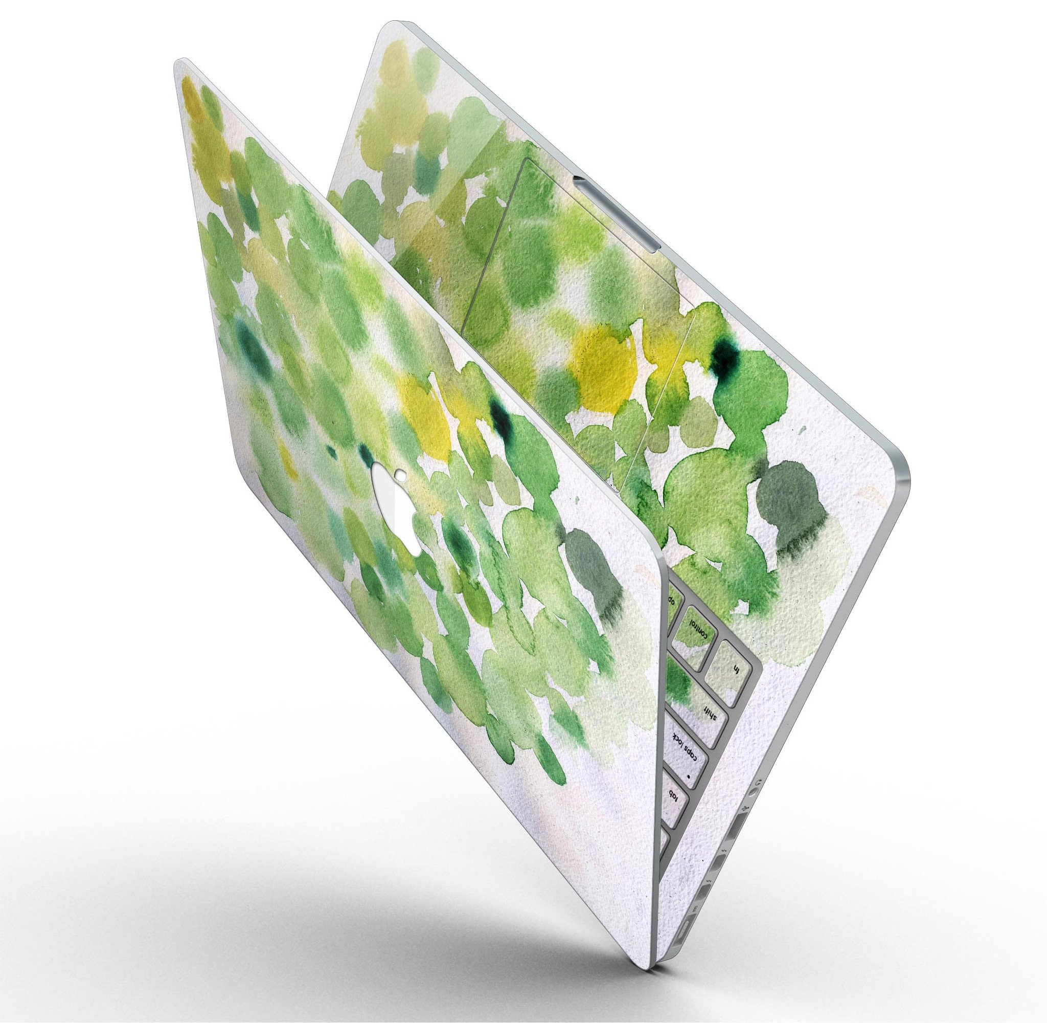 Green WaterColor Texture skin for MacBook Pro with Retina Display, showcasing vibrant colors and a sleek design.