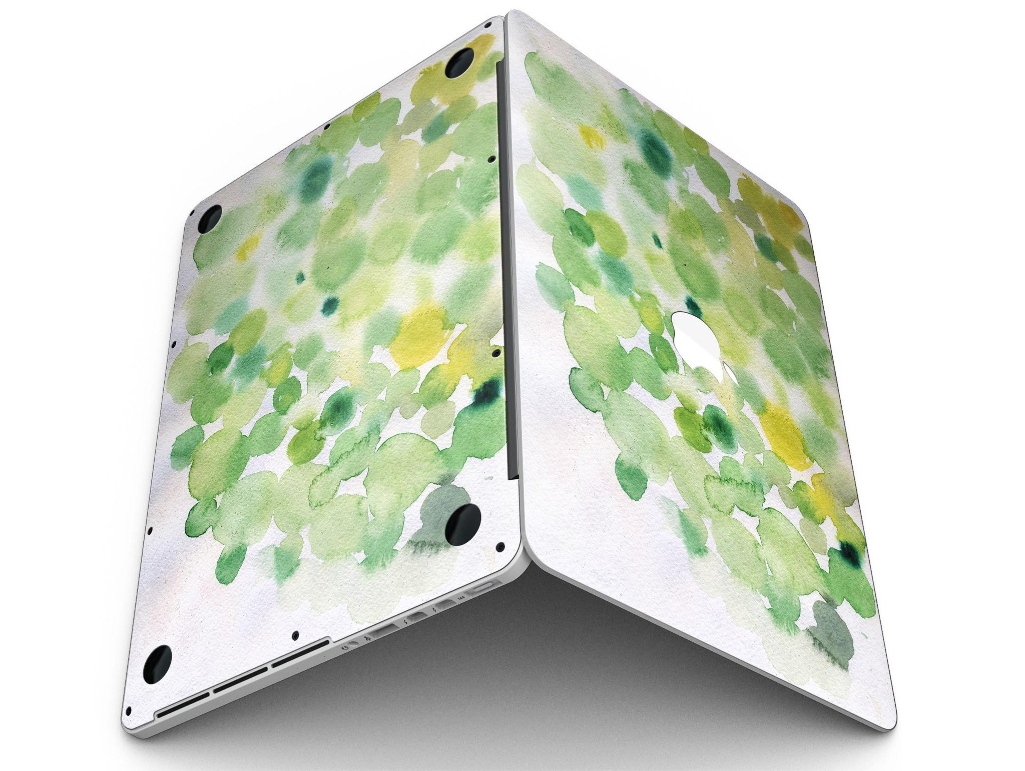 Green WaterColor Texture skin for MacBook Pro with Retina Display, showcasing vibrant colors and a sleek design.