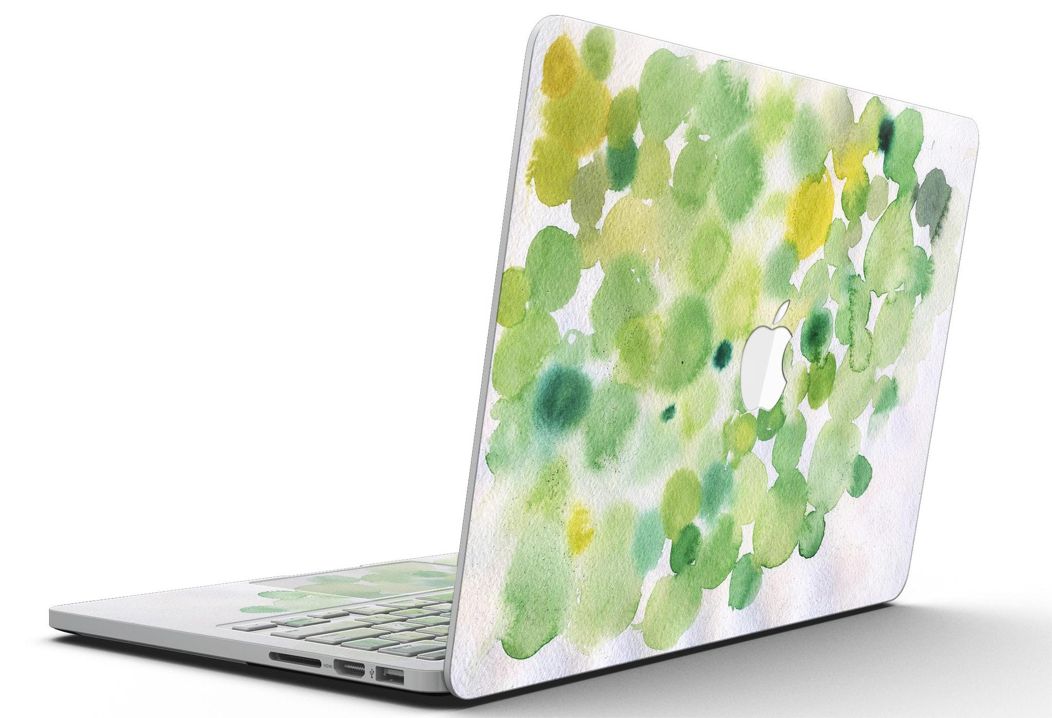 Green WaterColor Texture skin for MacBook Pro with Retina Display, showcasing vibrant colors and a sleek design.