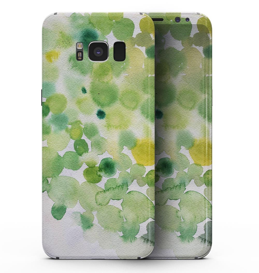 Green WaterColor Texture skin for Samsung Galaxy S8, showcasing vibrant colors and a sleek design.