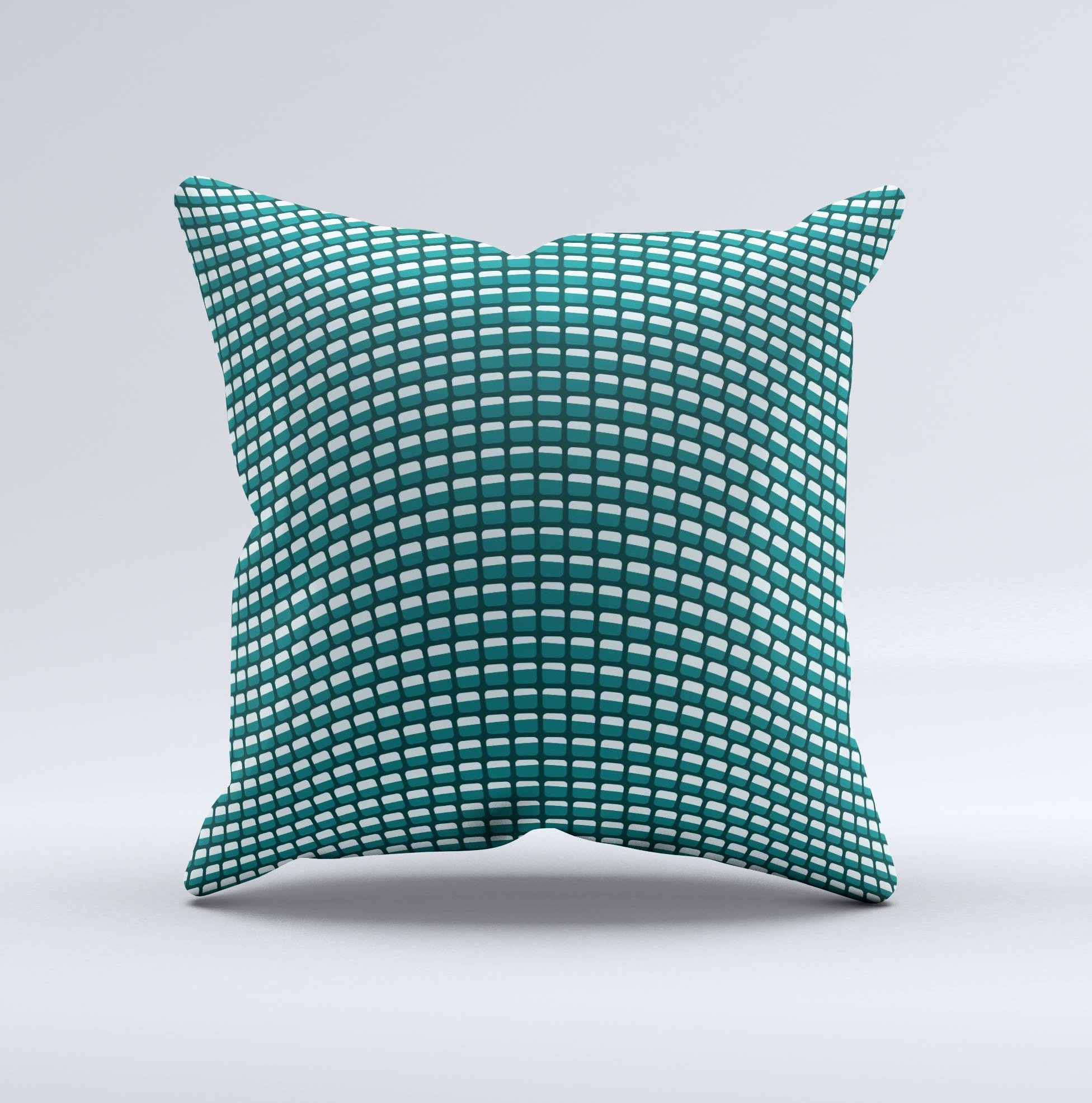 Green and white decorative throw pillow featuring wavy squares design, handcrafted in Virginia with high-quality materials.