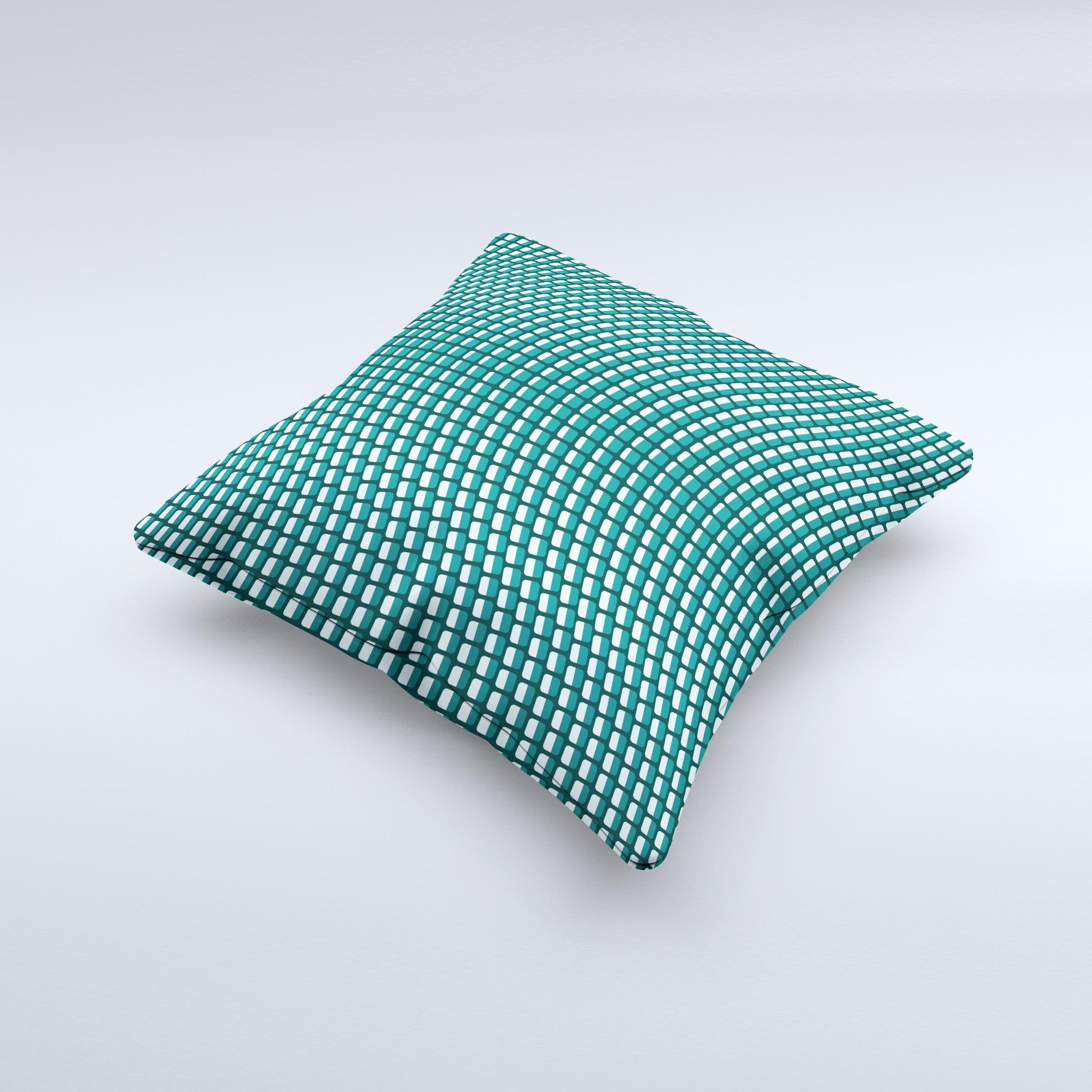 Green and white decorative throw pillow featuring wavy squares design, handcrafted in Virginia with high-quality materials.