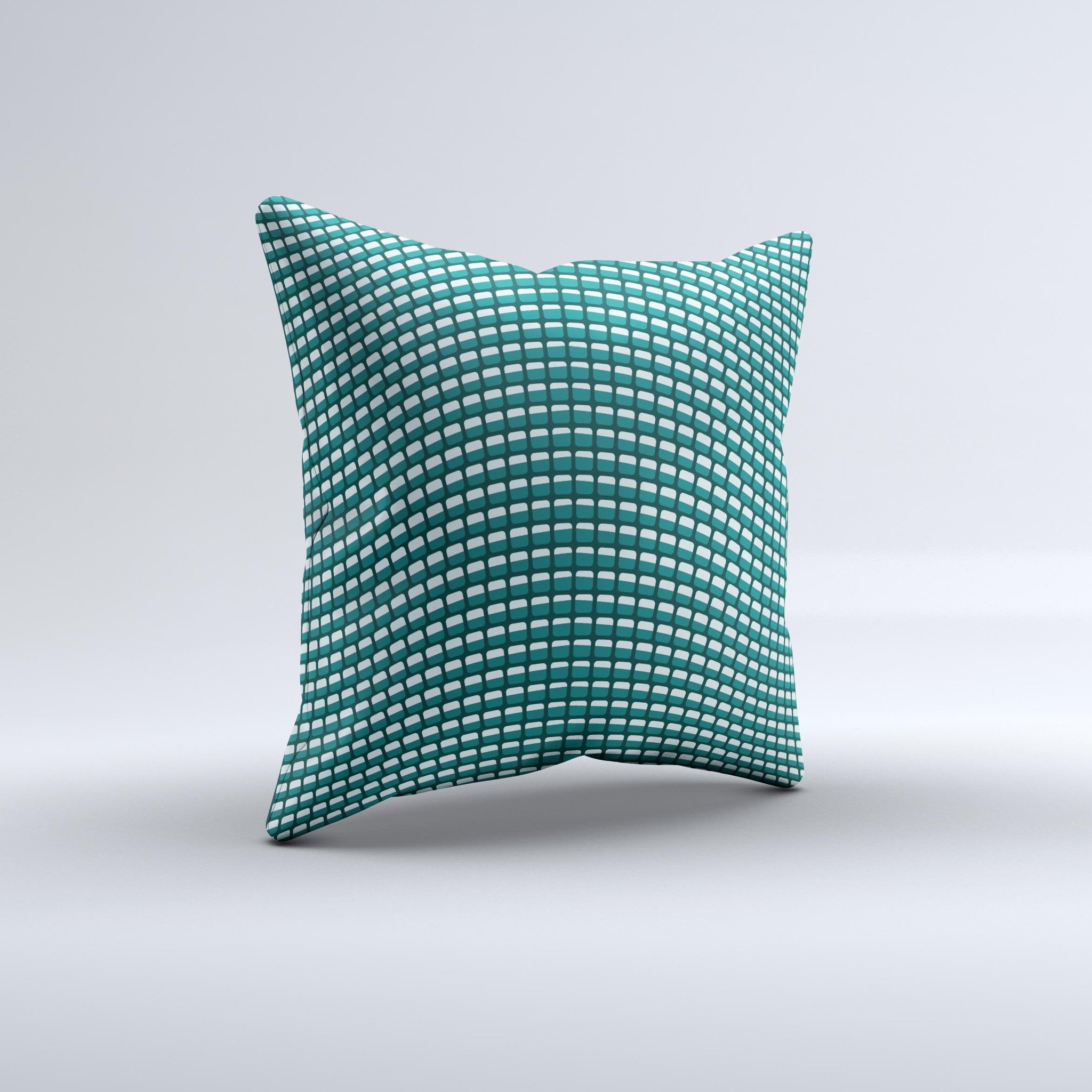 Green and white decorative throw pillow featuring wavy squares design, handcrafted in Virginia with high-quality materials.