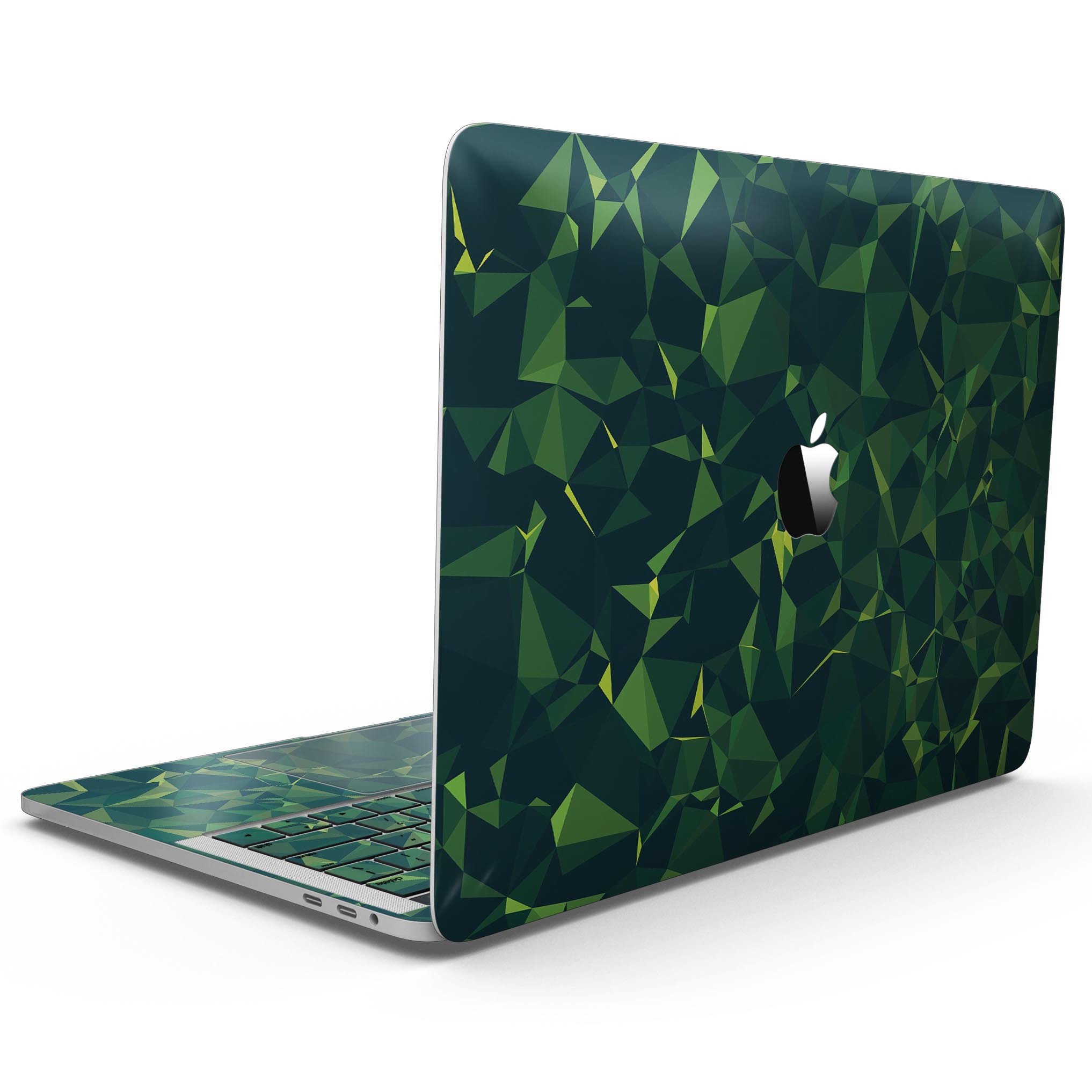 Greenage Geometric V13 skin kit for MacBook Pro with Touch Bar, showcasing a stylish geometric design in premium vinyl.