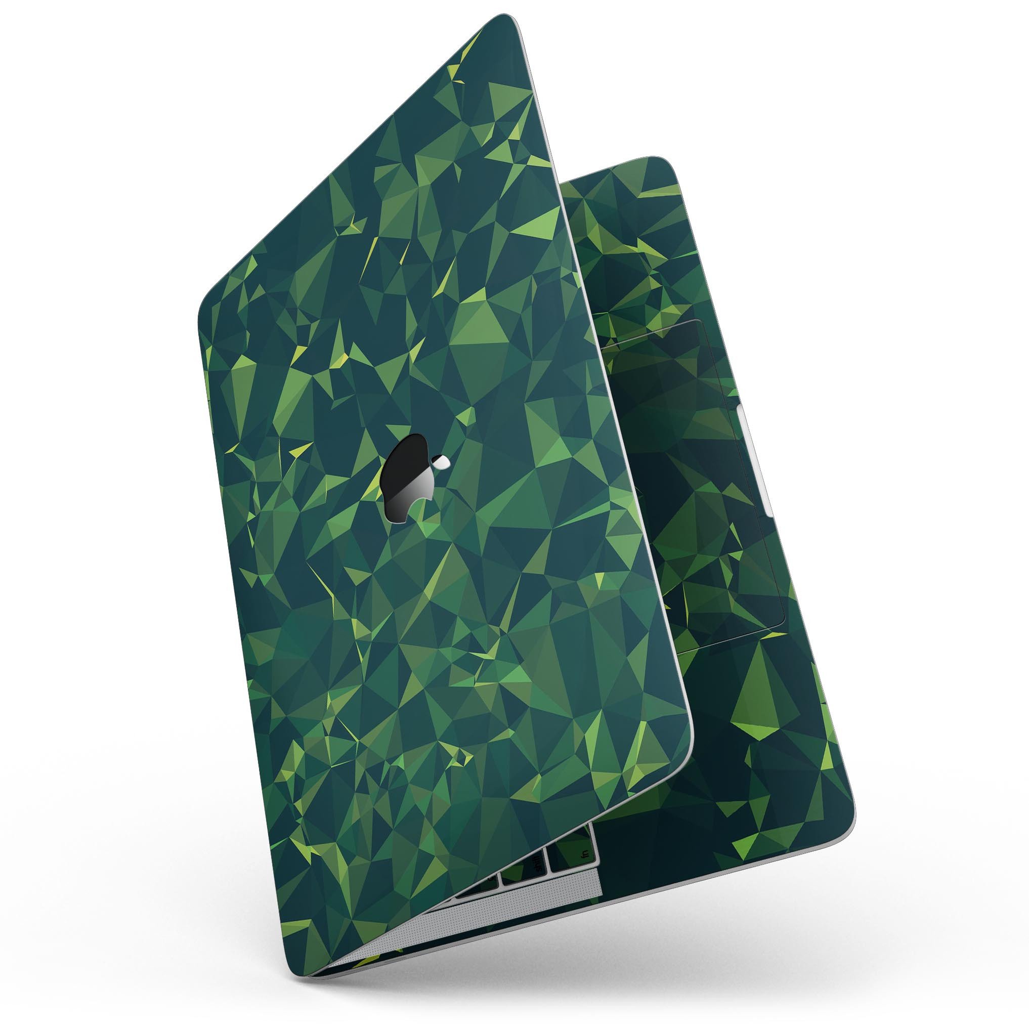 Greenage Geometric V13 skin kit for MacBook Pro with Touch Bar, showcasing a stylish geometric design in premium vinyl.