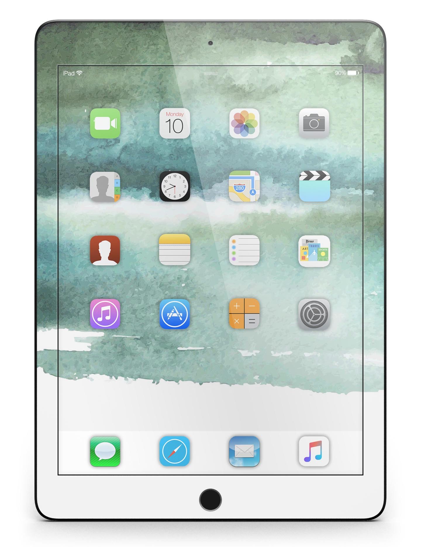 Greenish Watercolor Strokes Full Body Skin for iPad Pro, showcasing vibrant colors and a sleek design.