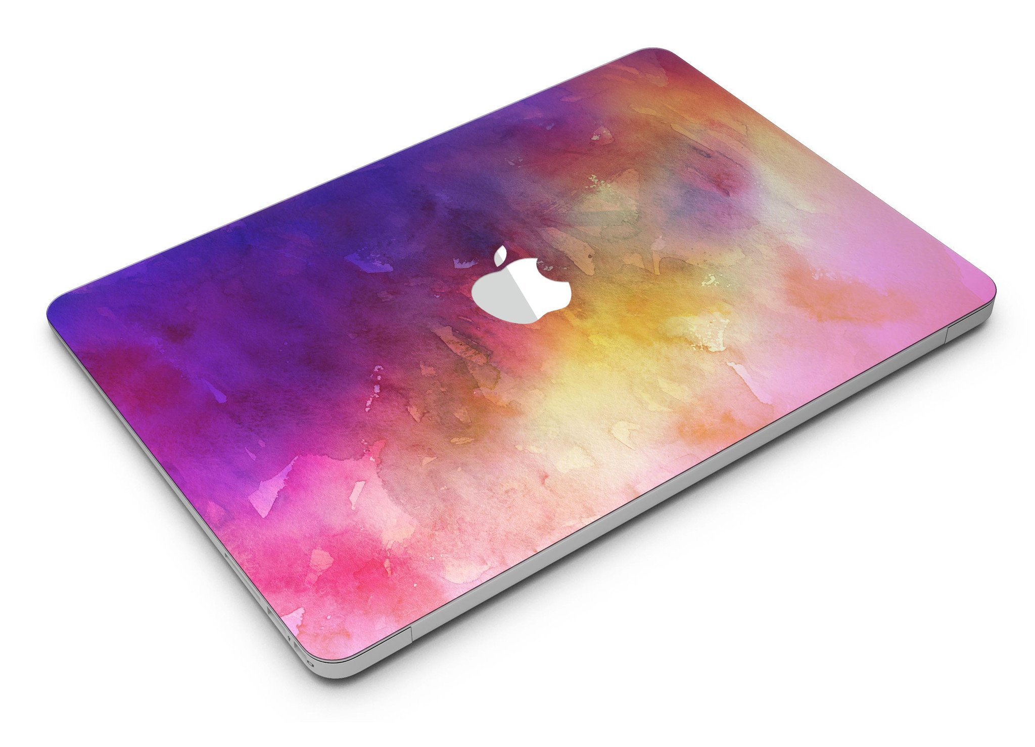 Grunge Absorbed Watercolor Texture skin applied to a MacBook Air, showcasing vibrant colors and artistic design.