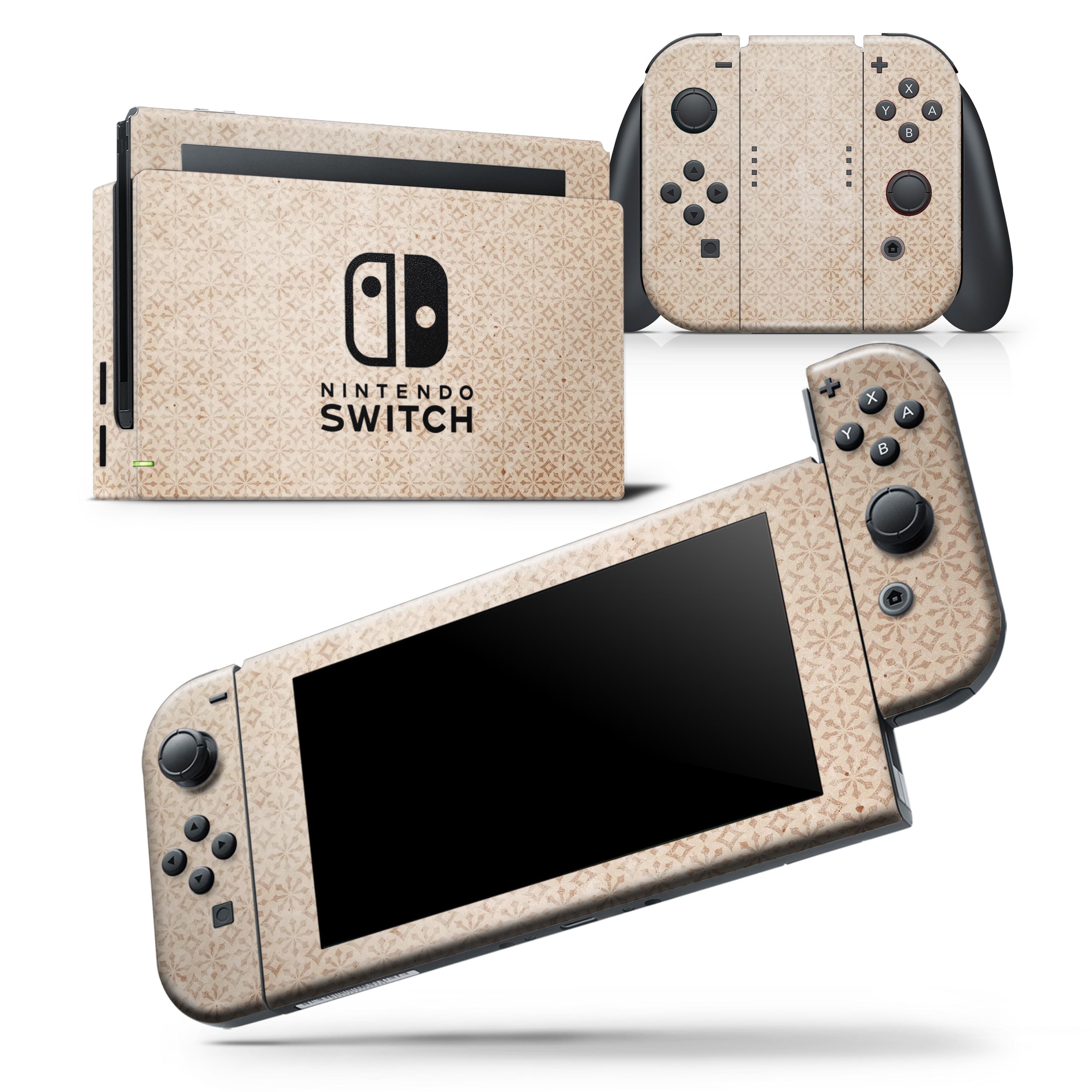 Grunge and Scratched Ship Wheel skin wrap decal for Nintendo Switch, showcasing a unique design that fits snugly on the console and controllers.
