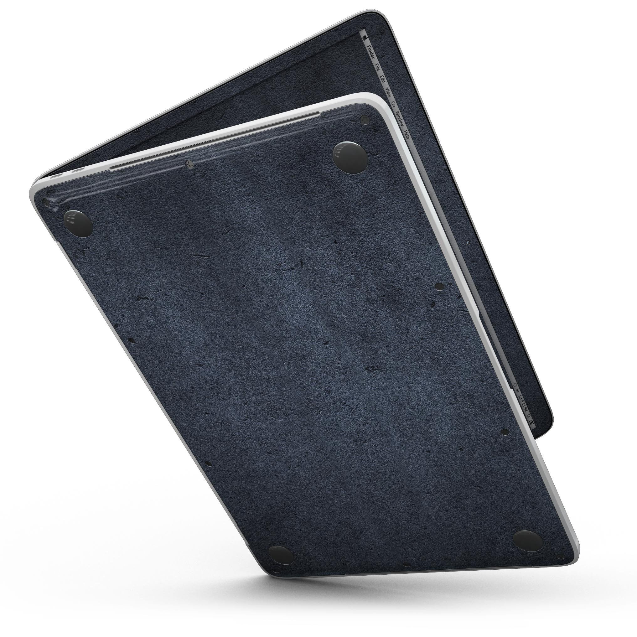 Grunge Blue Concrete Surface skin applied to a MacBook Pro with Touch Bar, showcasing its stylish design and precise fit.