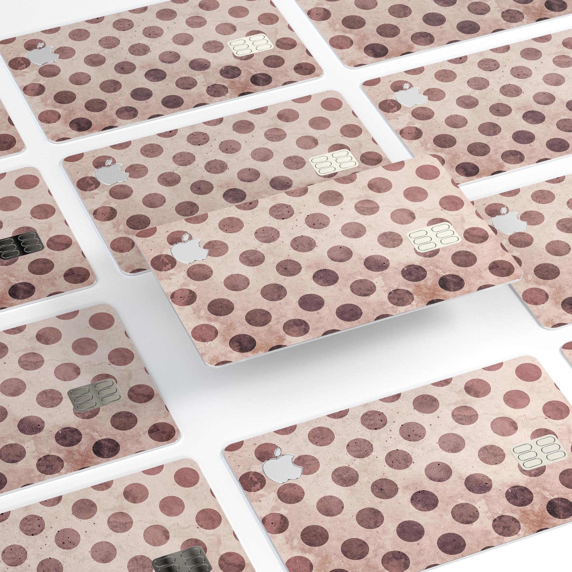 Grunge Brown and Tan Polkadot Pattern decal for Apple Card, showcasing a stylish design with premium vinyl material.