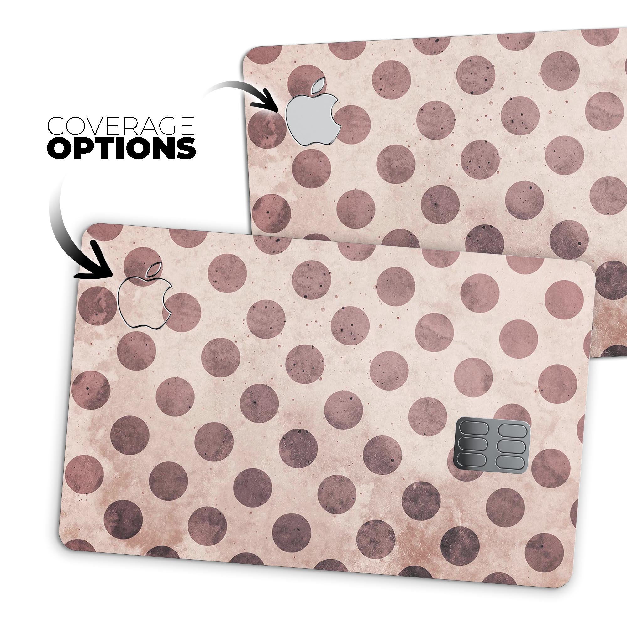 Grunge Brown and Tan Polkadot Pattern decal for Apple Card, showcasing a stylish design with premium vinyl material.