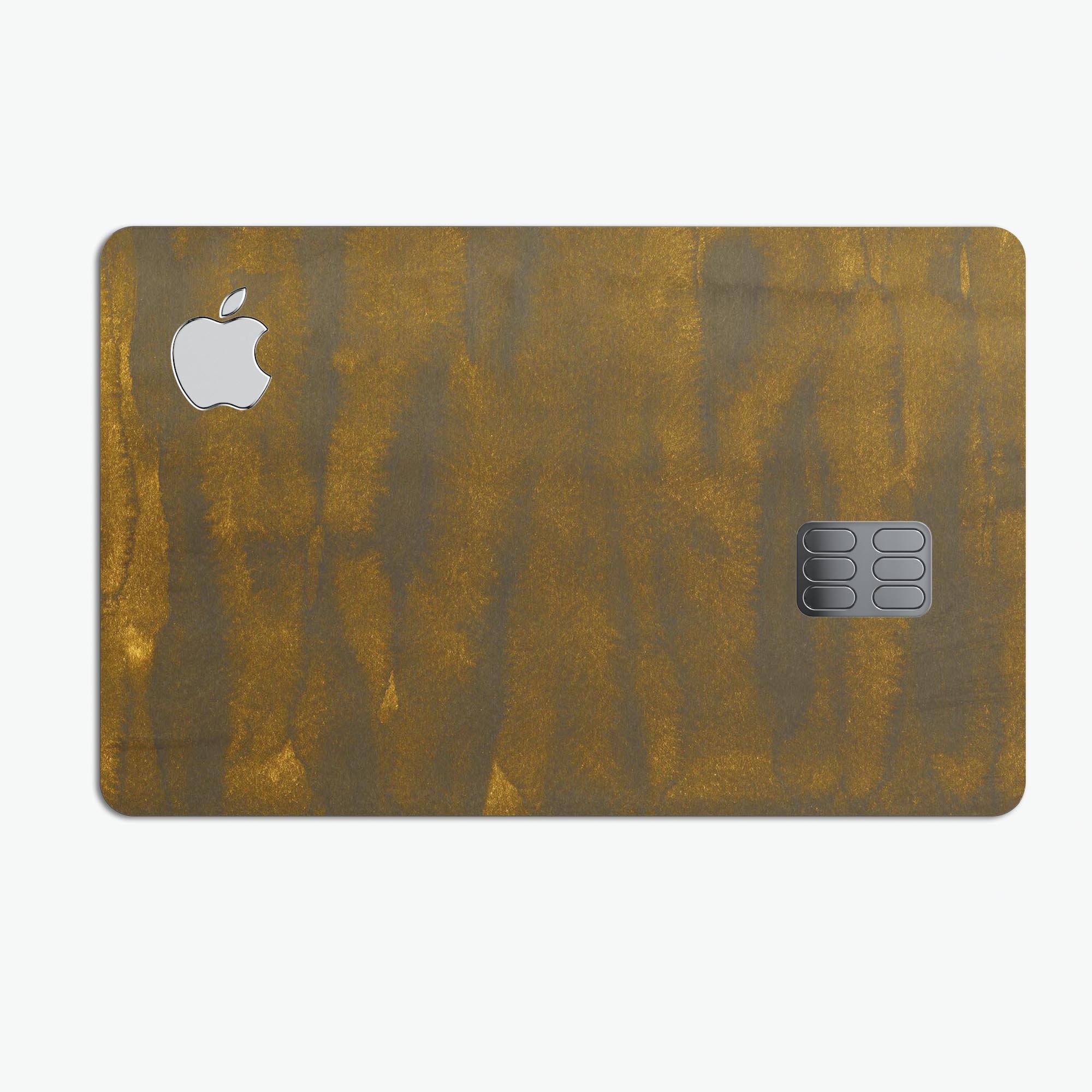 Grunge Dark Golden Stripes decal skin-kit for Apple Card, showcasing premium vinyl design with a stylish finish.