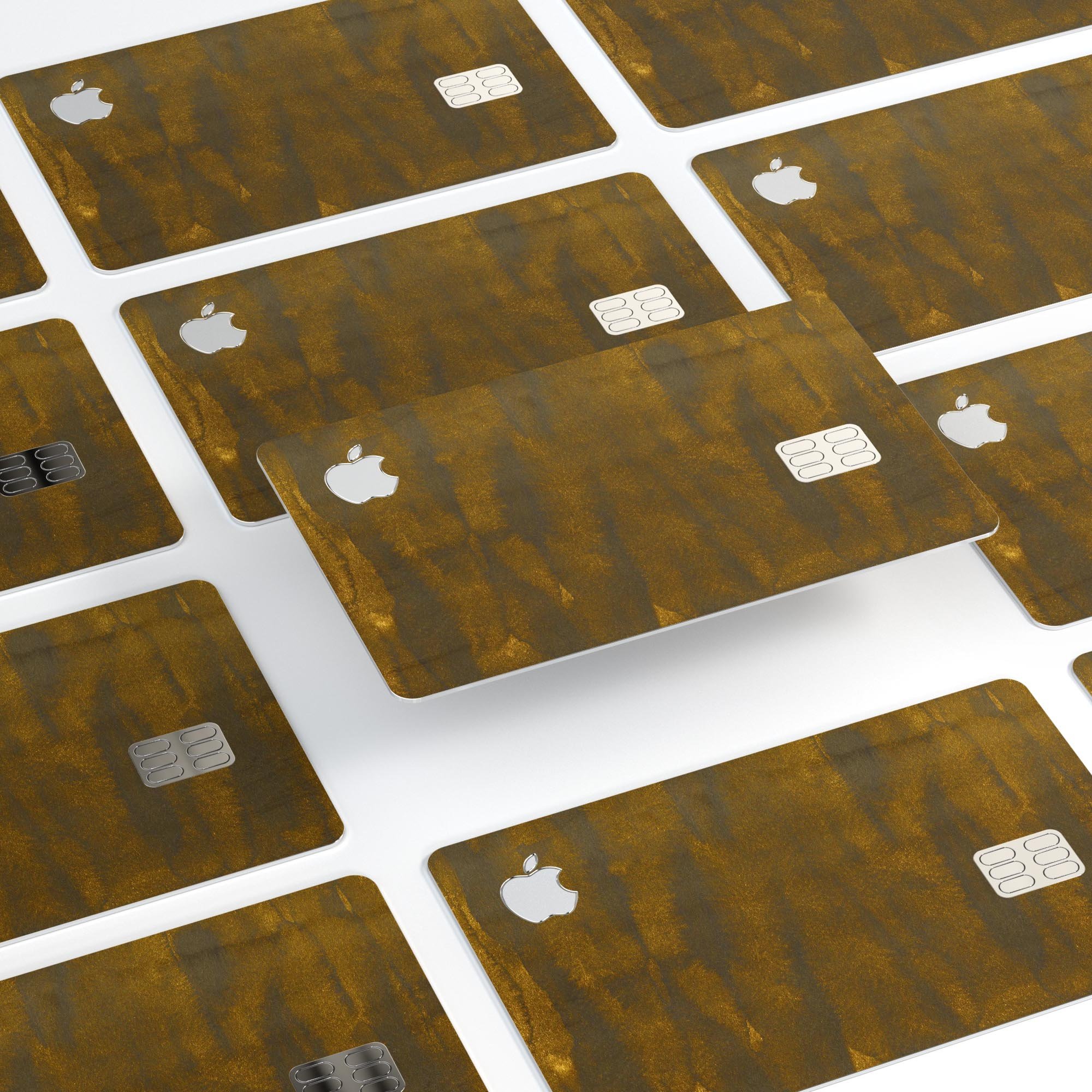 Grunge Dark Golden Stripes decal skin-kit for Apple Card, showcasing premium vinyl design with a stylish finish.