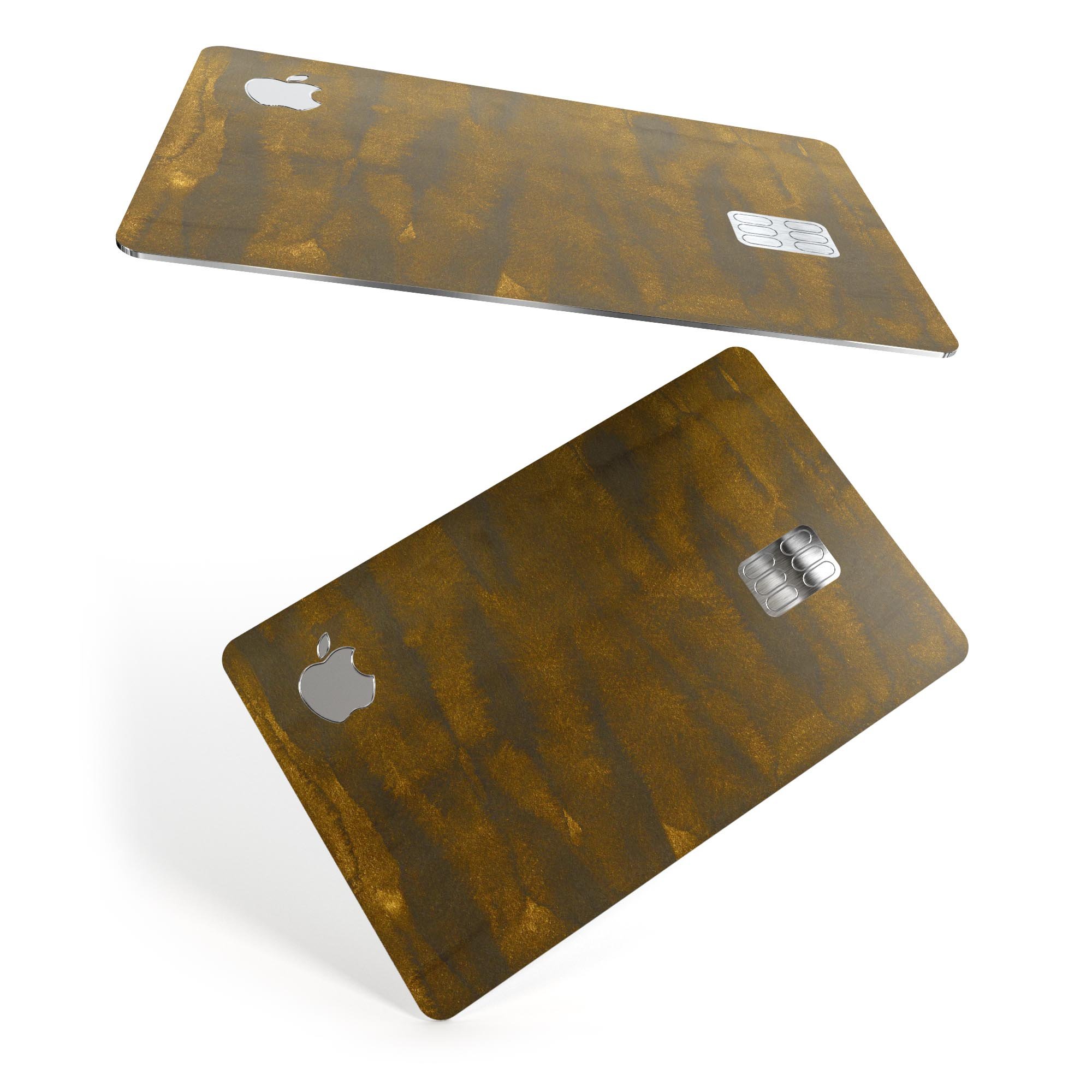 Grunge Dark Golden Stripes decal skin-kit for Apple Card, showcasing premium vinyl design with a stylish finish.
