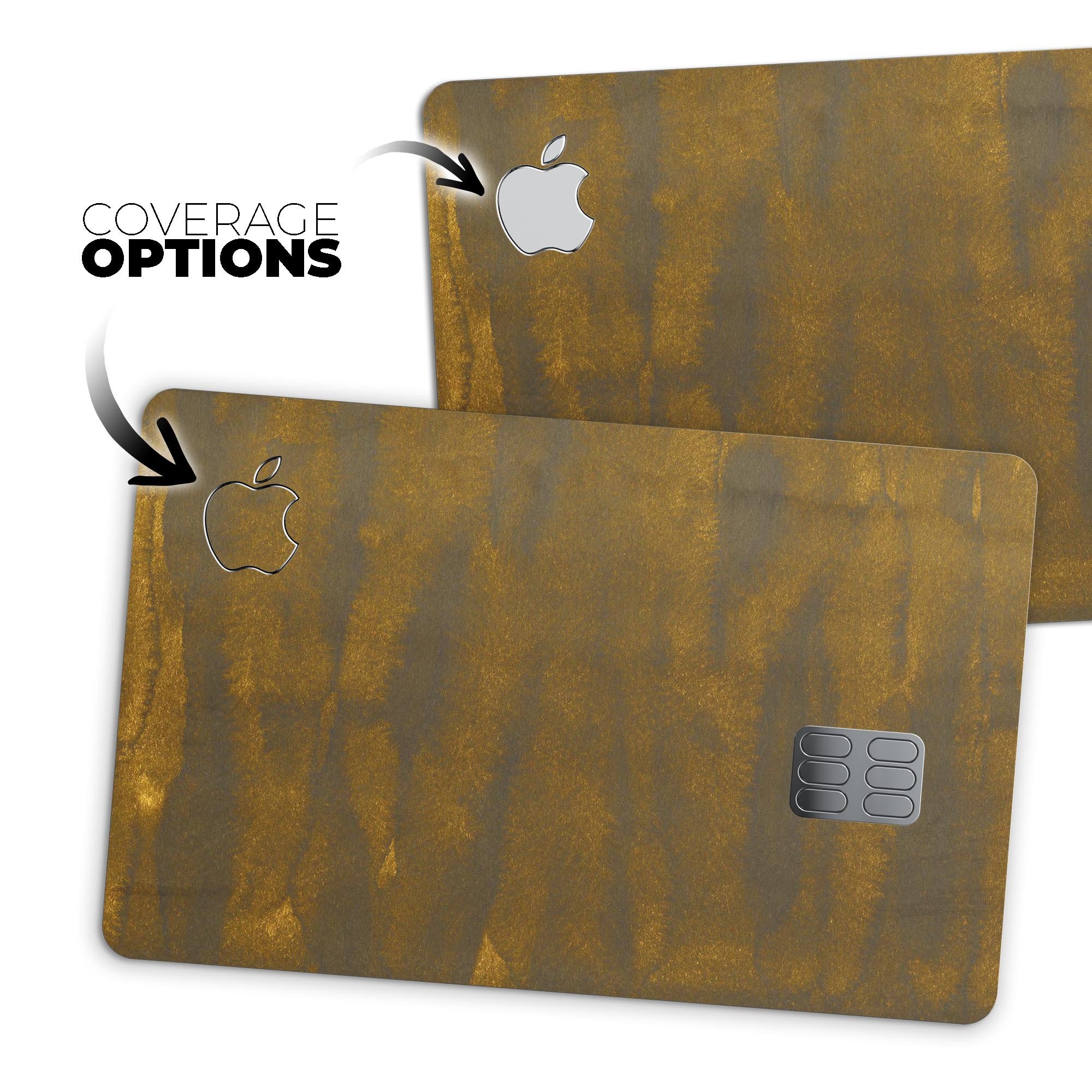Grunge Dark Golden Stripes decal skin-kit for Apple Card, showcasing premium vinyl design with a stylish finish.