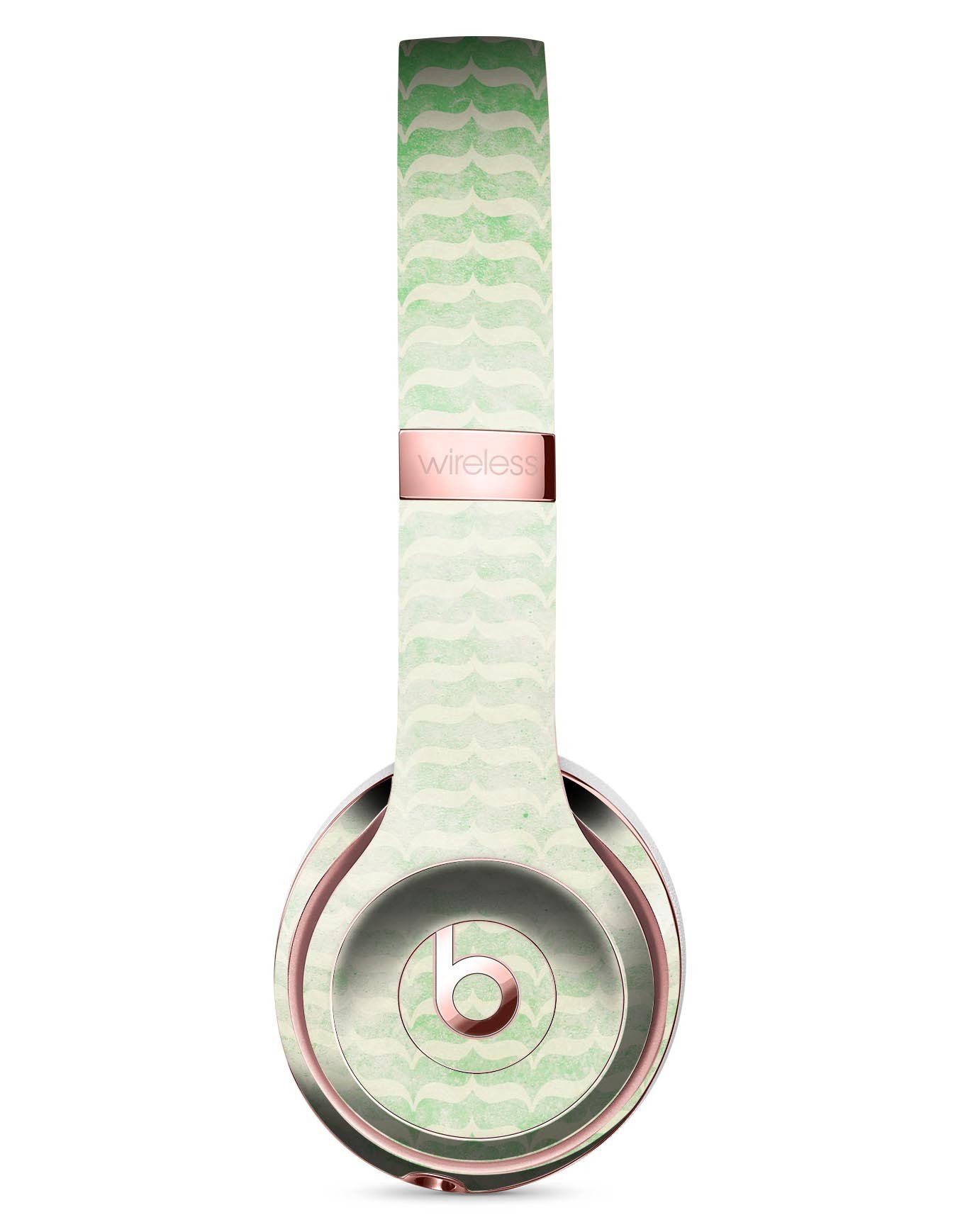 Grunge Green Micro Mustache Pattern Skin Kit for Beats by Dre Solo 3 Wireless Headphones, showcasing a stylish design and premium vinyl material.