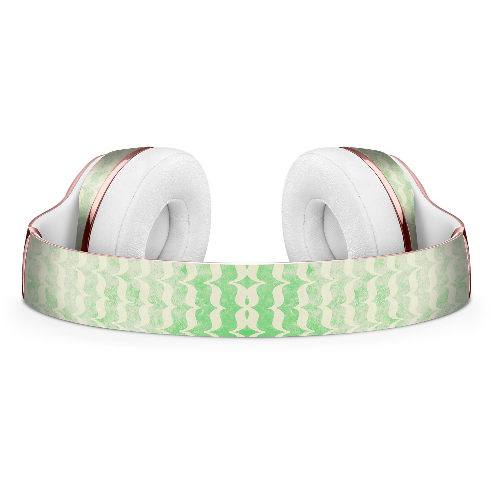 Grunge Green Micro Mustache Pattern Skin Kit for Beats by Dre Solo 3 Wireless Headphones, showcasing a stylish design and premium vinyl material.
