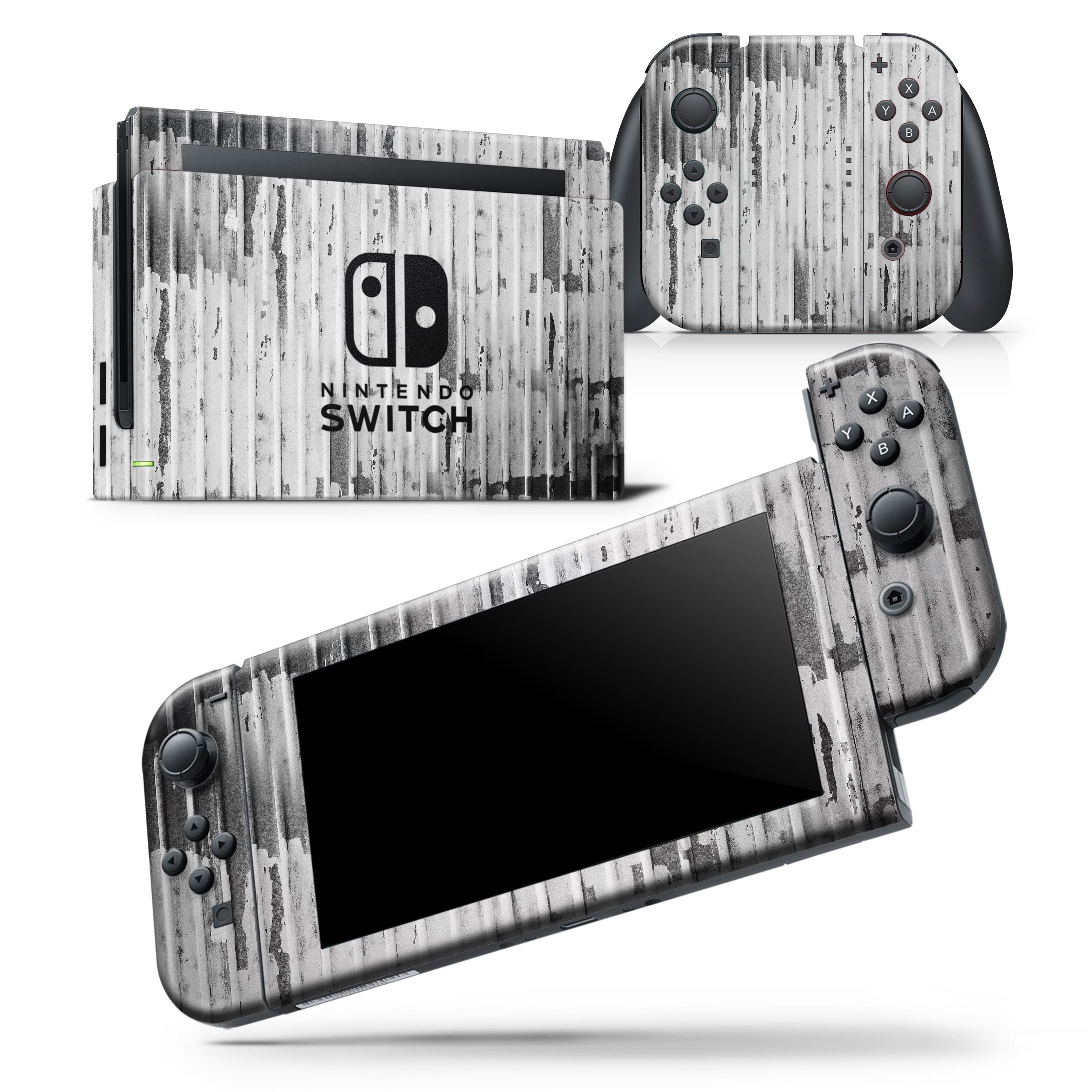 Grunge Metal Panel V1 skin wrap decal for Nintendo Switch Lite, showcasing a unique design with a textured metallic finish.