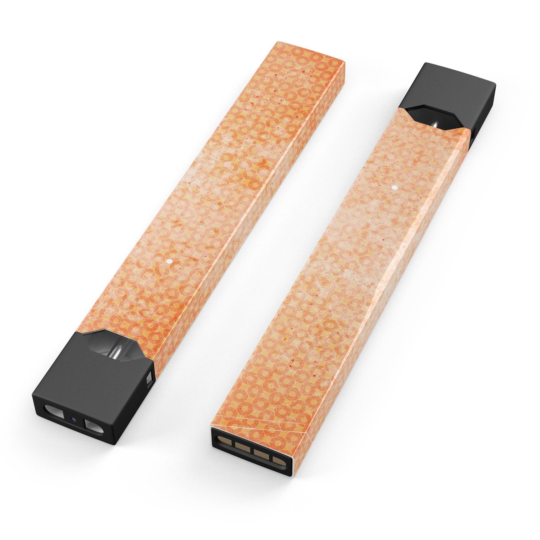 Grunge Orange Micro Shape Pattern skin wrap for JUUL vaping device, showcasing vibrant design and protective features.