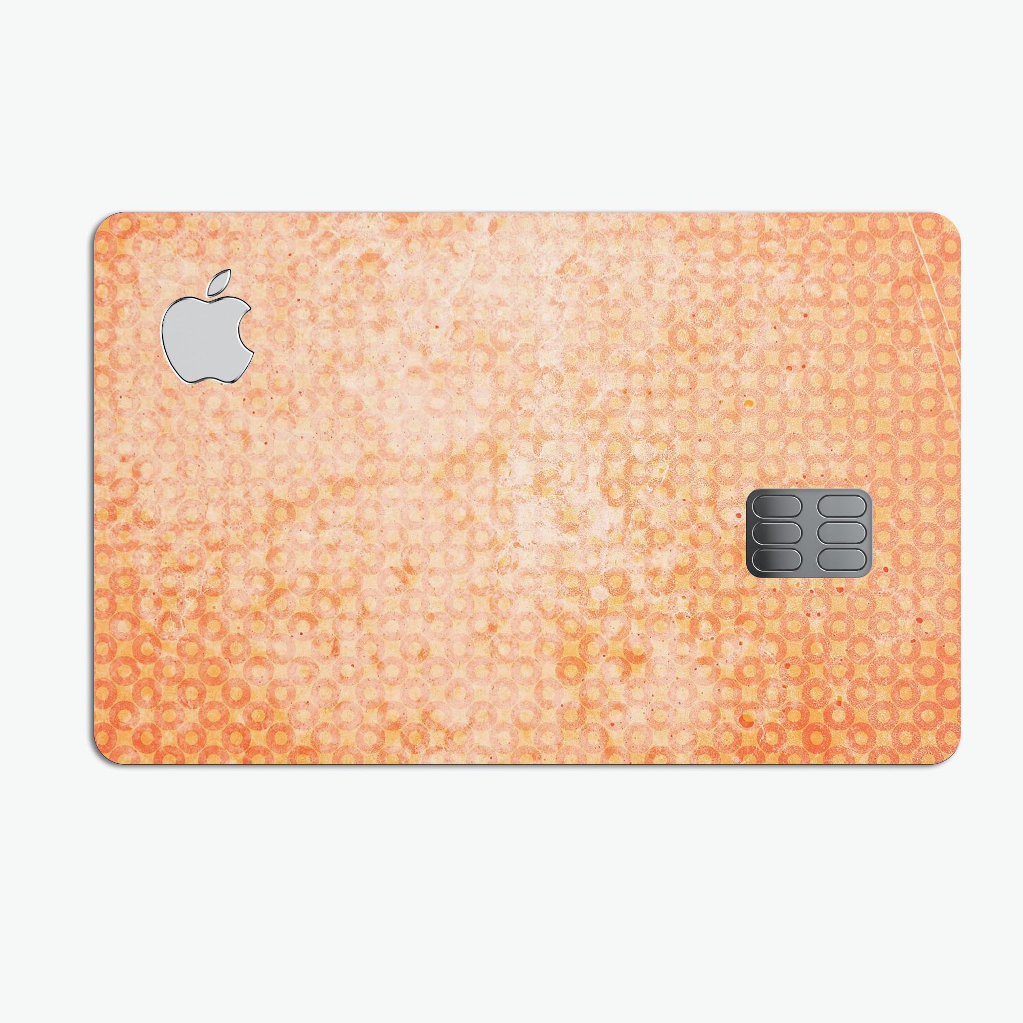 Grunge Orange Micro Shape Pattern skin applied to an Apple Card, showcasing its vibrant design and protective features.