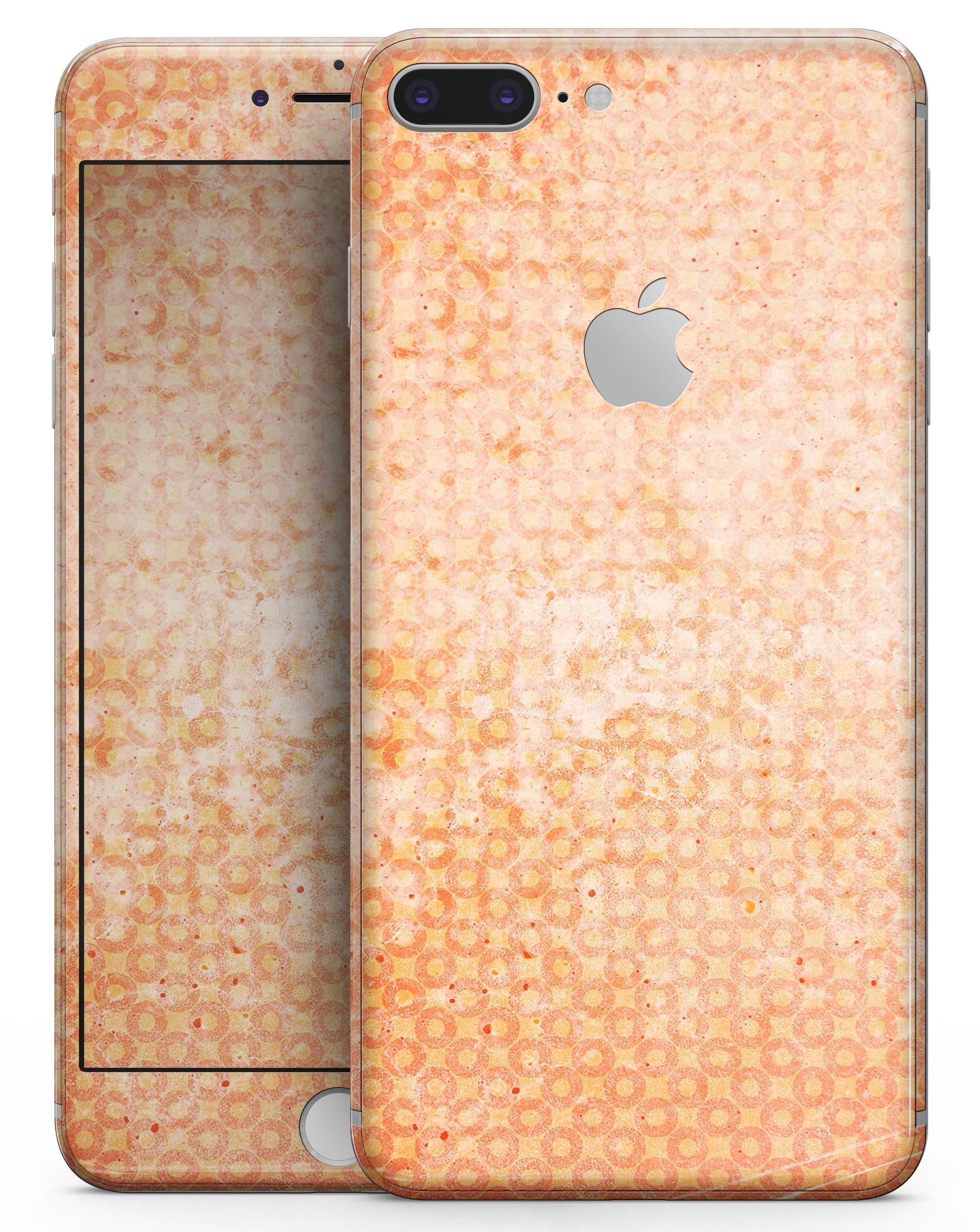 Grunge Orange Micro Shape Pattern skin for iPhone 8 or 8 Plus, showcasing vibrant colors and unique design.