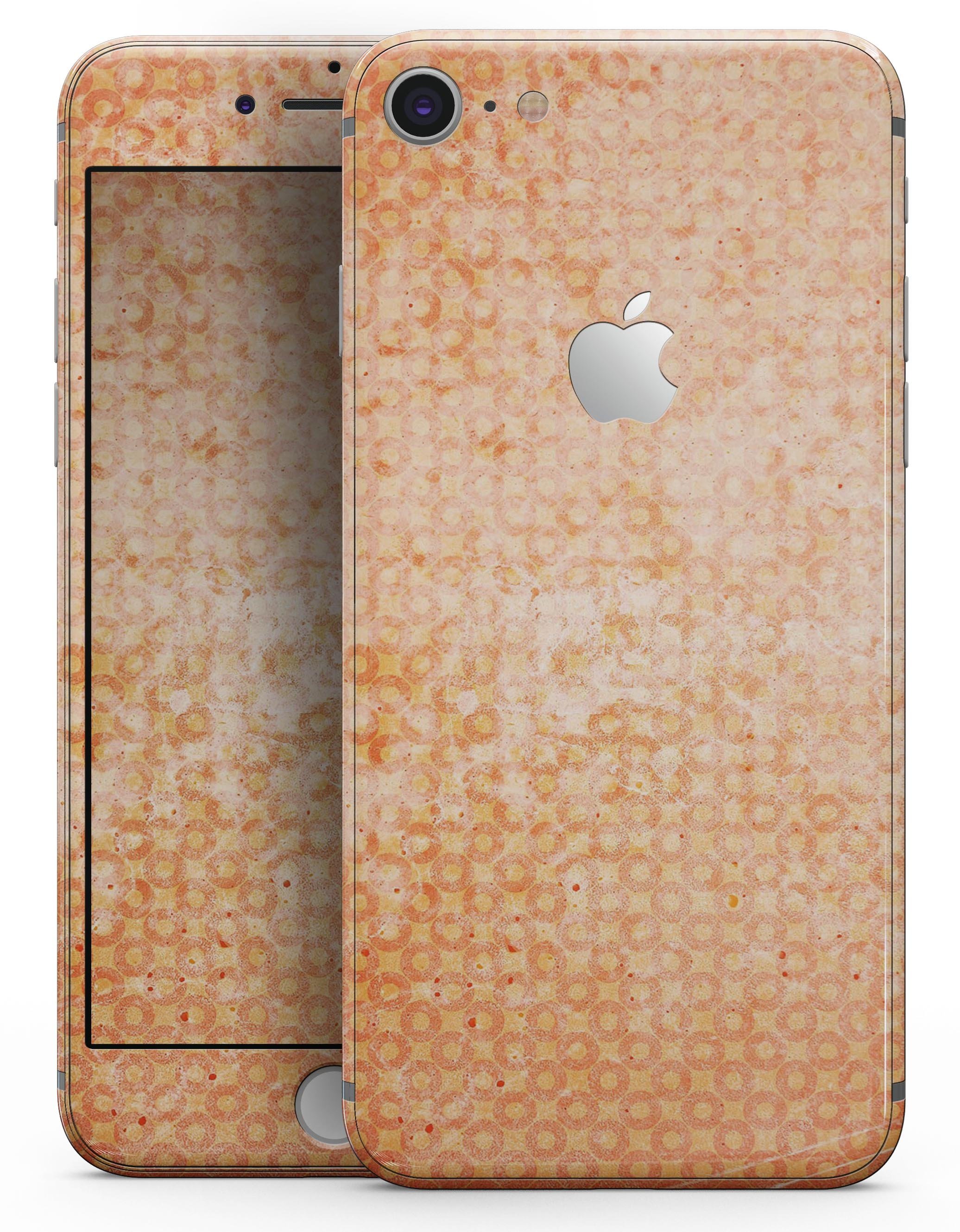 Grunge Orange Micro Shape Pattern skin for iPhone 8 or 8 Plus, showcasing vibrant colors and unique design.