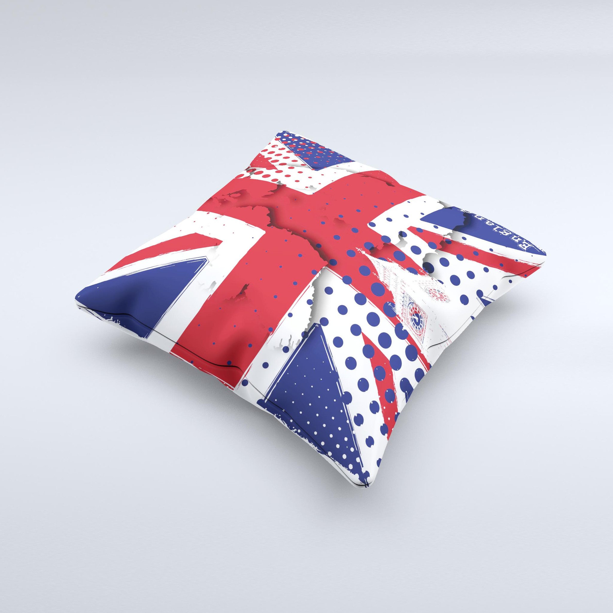 Grunge Vector London England Flag decorative throw pillow with vibrant colors and unique design, handcrafted in Virginia.