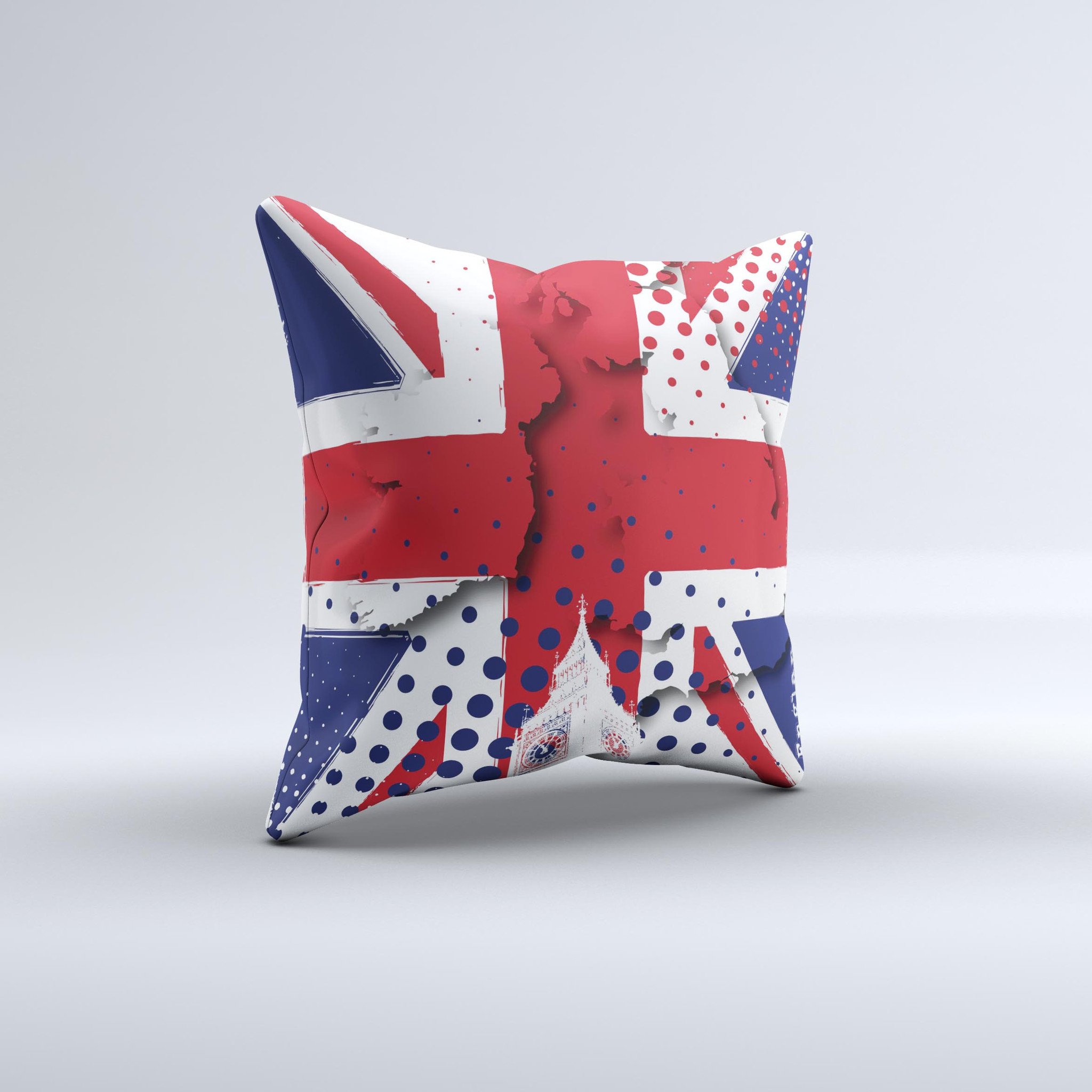 Grunge Vector London England Flag decorative throw pillow with vibrant colors and unique design, handcrafted in Virginia.