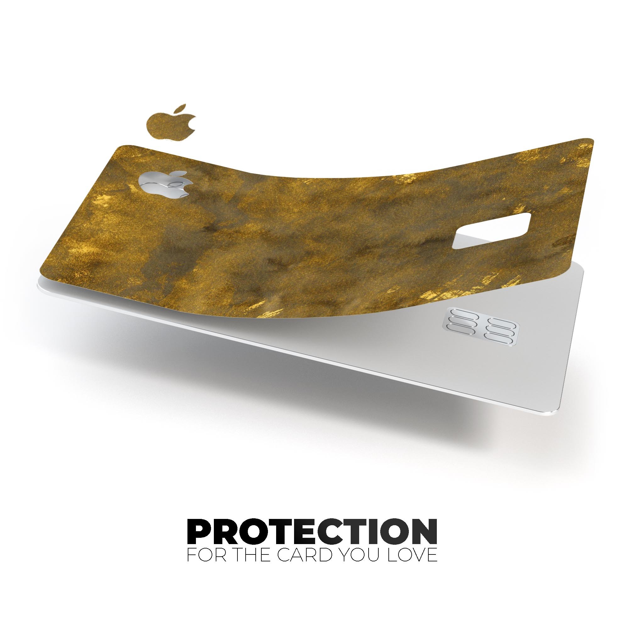 Grunge Watercolor decal with golden specks applied on an Apple Card, showcasing its stylish design and premium quality.