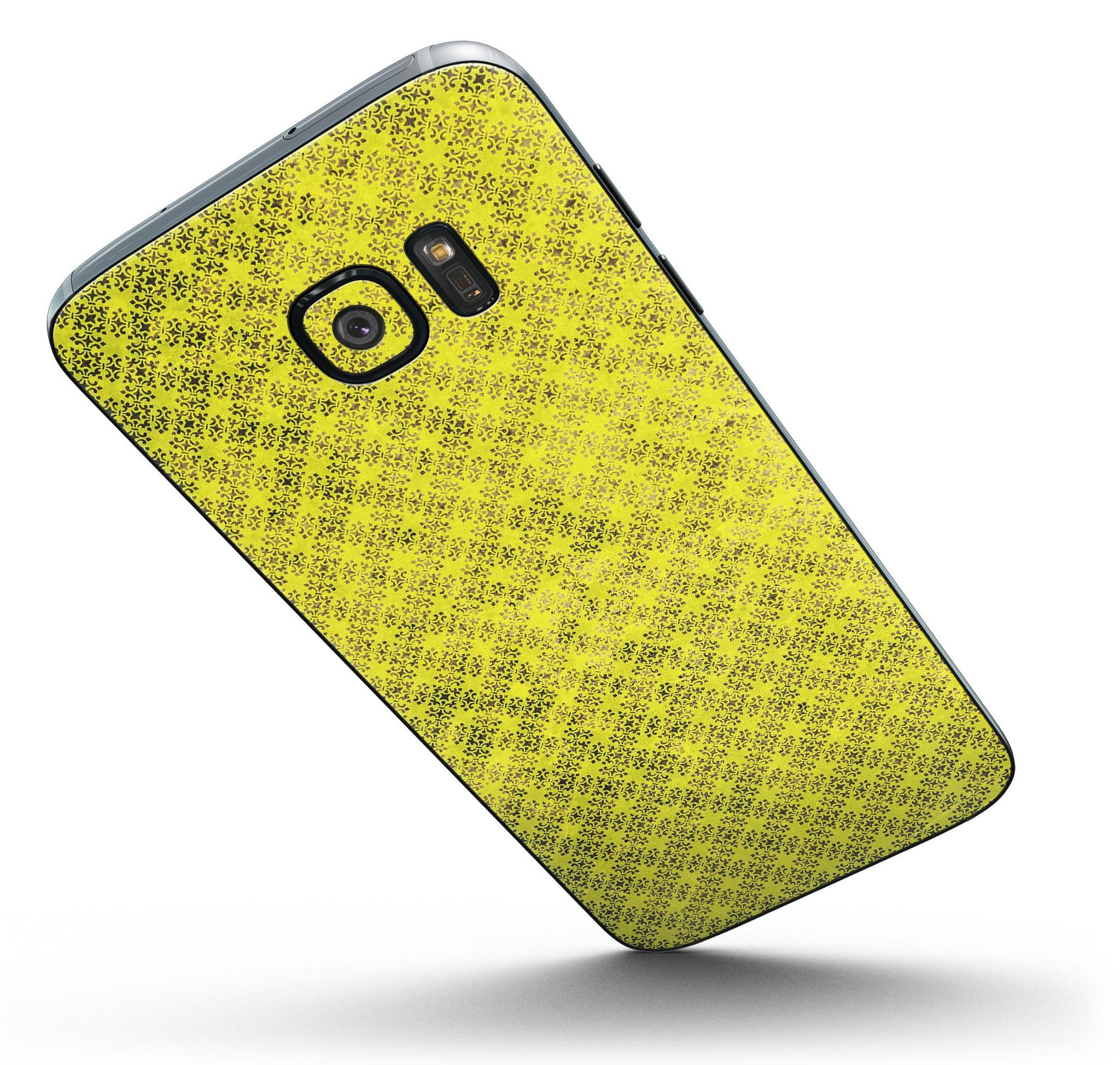 Grunge Yellow Overlapping Circles skin for Samsung Galaxy S7/S7 Edge, showcasing vibrant colors and precise cuts for a perfect fit.