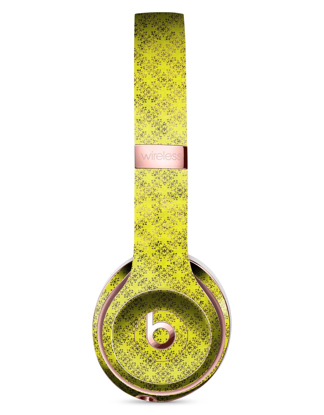 Grunge Yellow Overlapping Circles Skin Kit for Beats by Dre Solo 3 Wireless Headphones, showcasing vibrant design and premium vinyl material.