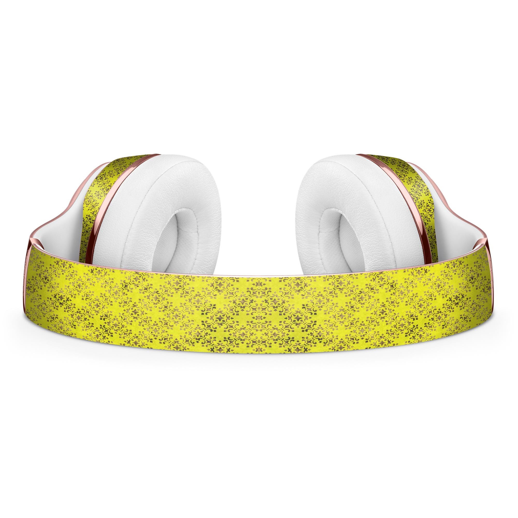 Grunge Yellow Overlapping Circles Skin Kit for Beats by Dre Solo 3 Wireless Headphones, showcasing vibrant design and premium vinyl material.