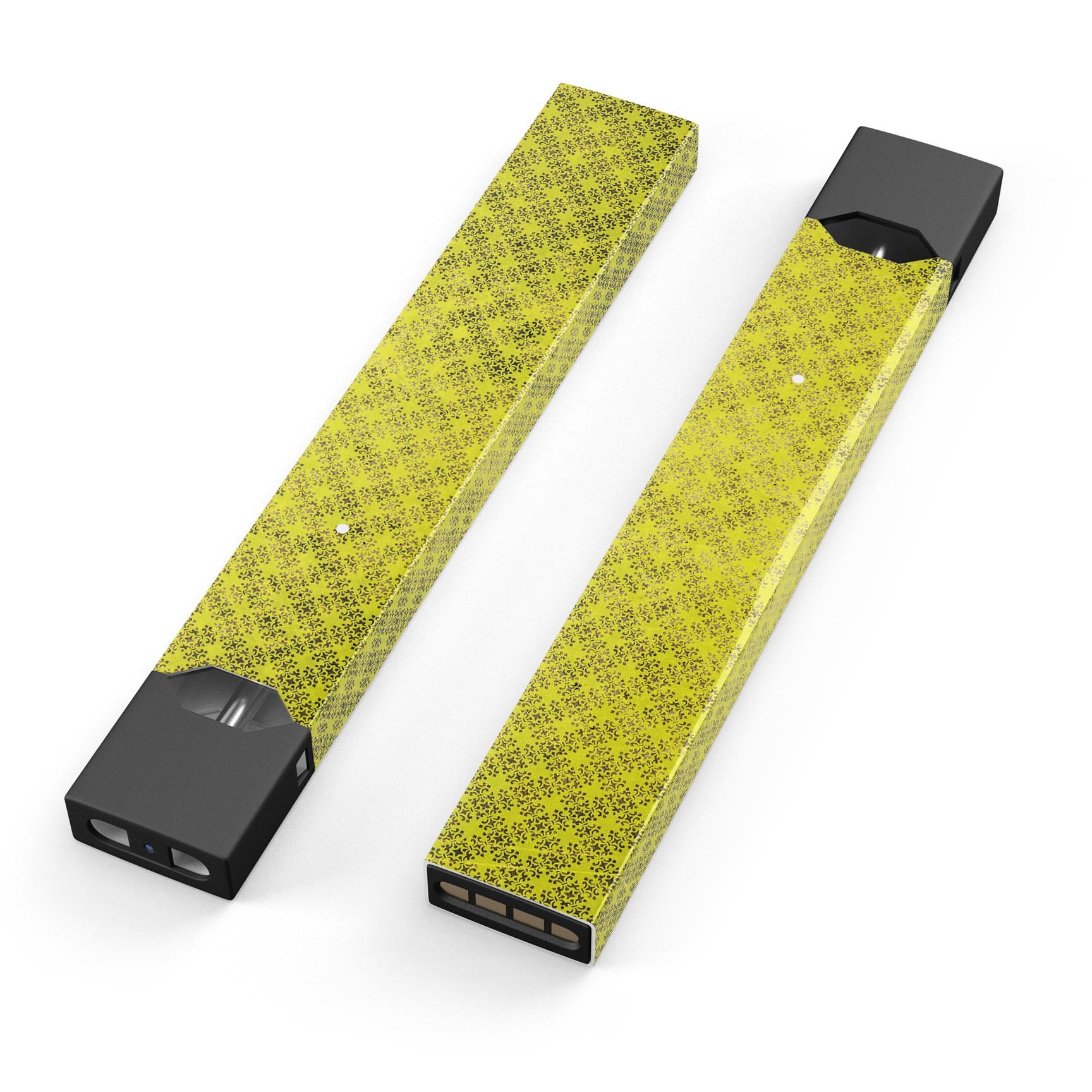 Grunge Yellow Overlapping Circles skin-wrap for JUUL vaping device, showcasing vibrant design and protective features.