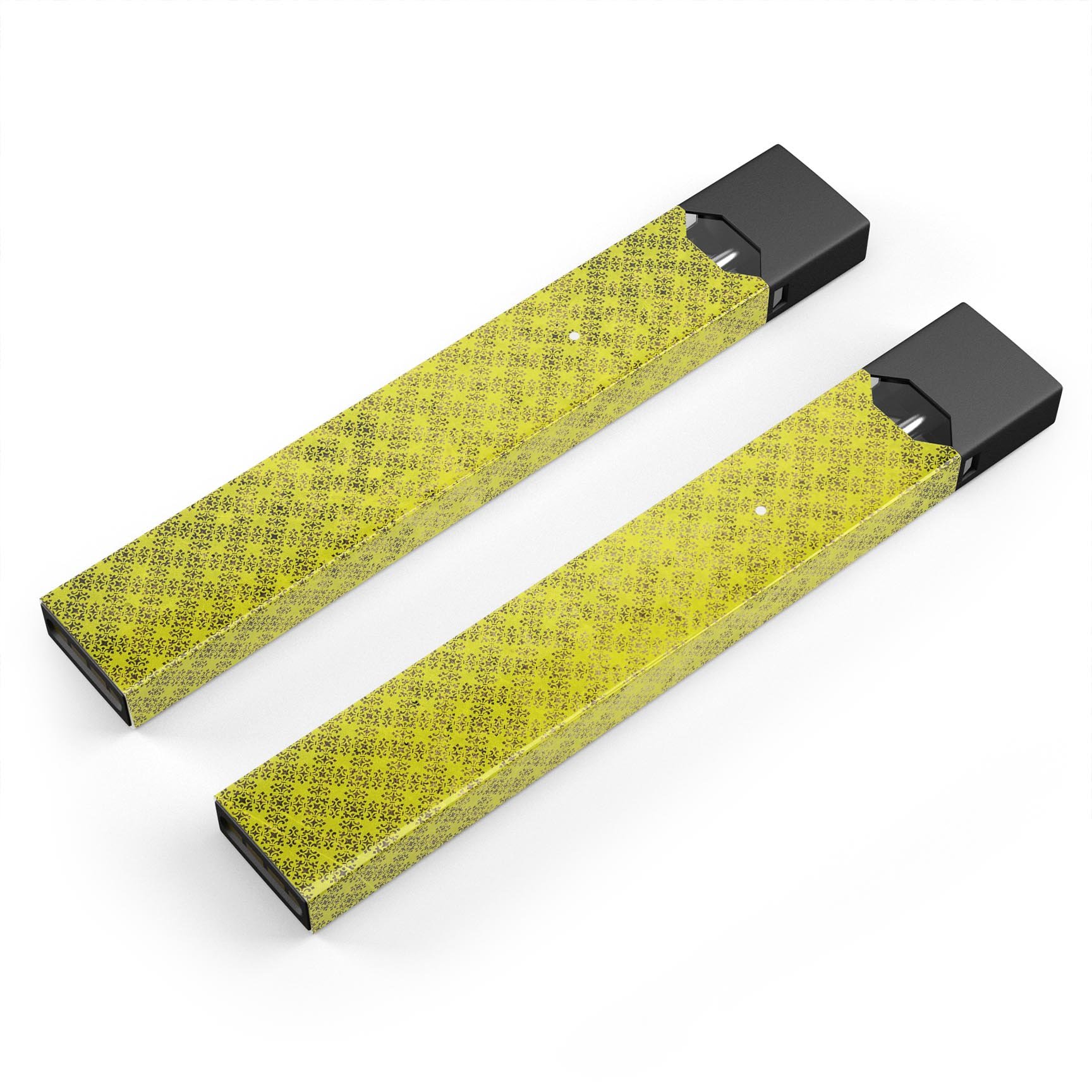 Grunge Yellow Overlapping Circles skin-wrap for JUUL vaping device, showcasing vibrant design and protective features.