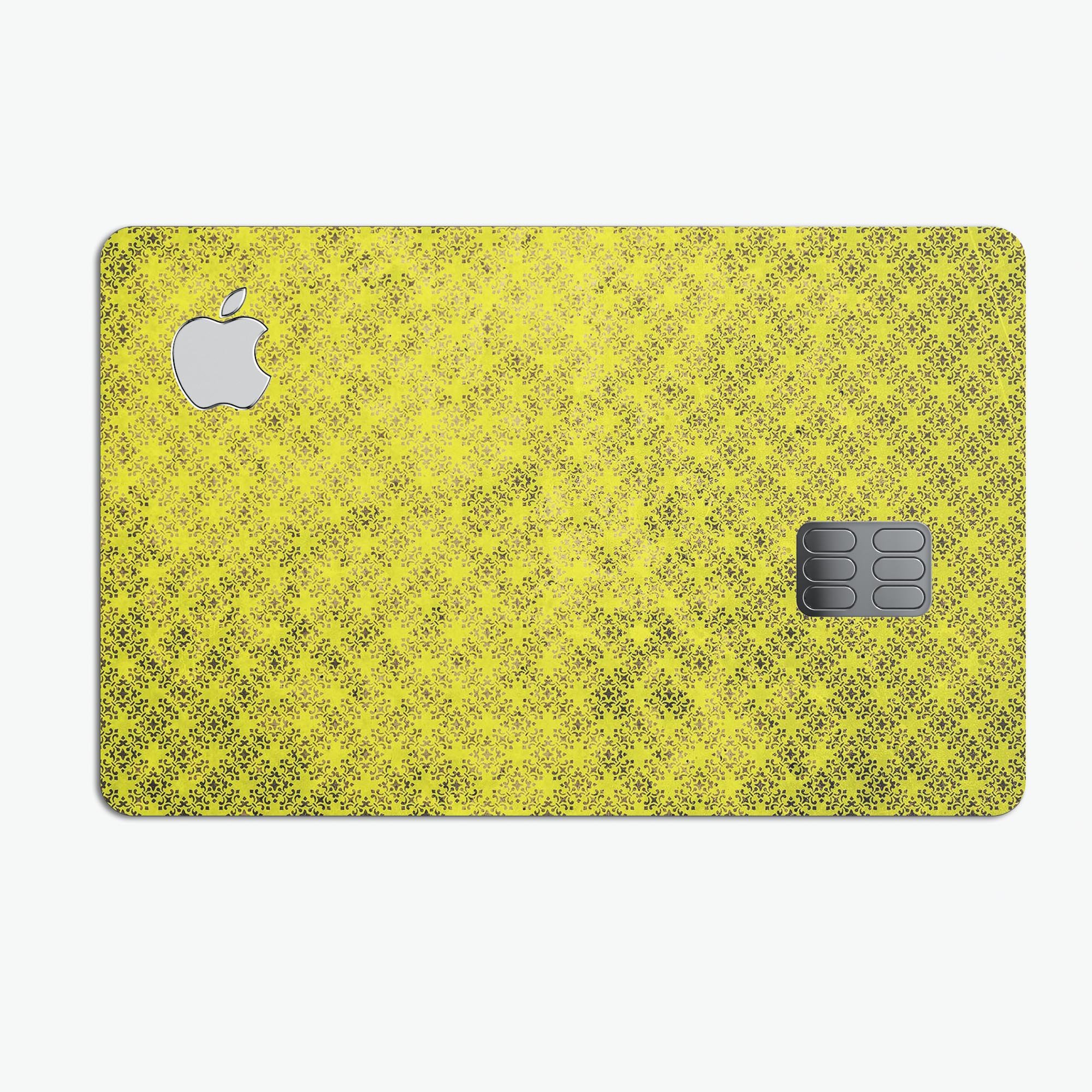 Grunge Yellow Overlapping Circles decal skin for Apple Card, showcasing vibrant colors and unique design.