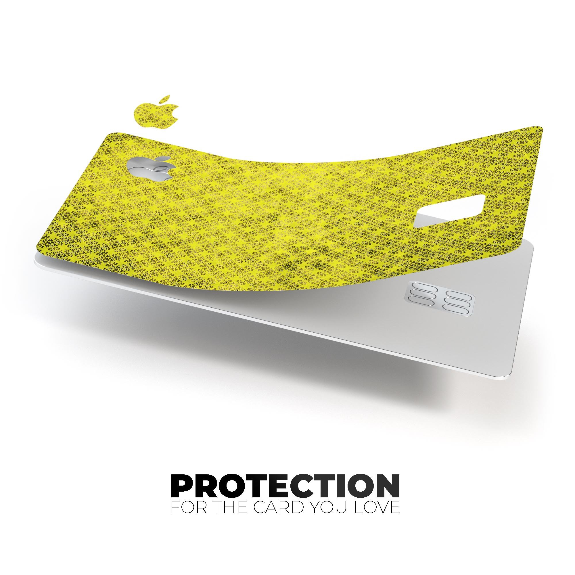 Grunge Yellow Overlapping Circles decal skin for Apple Card, showcasing vibrant colors and unique design.