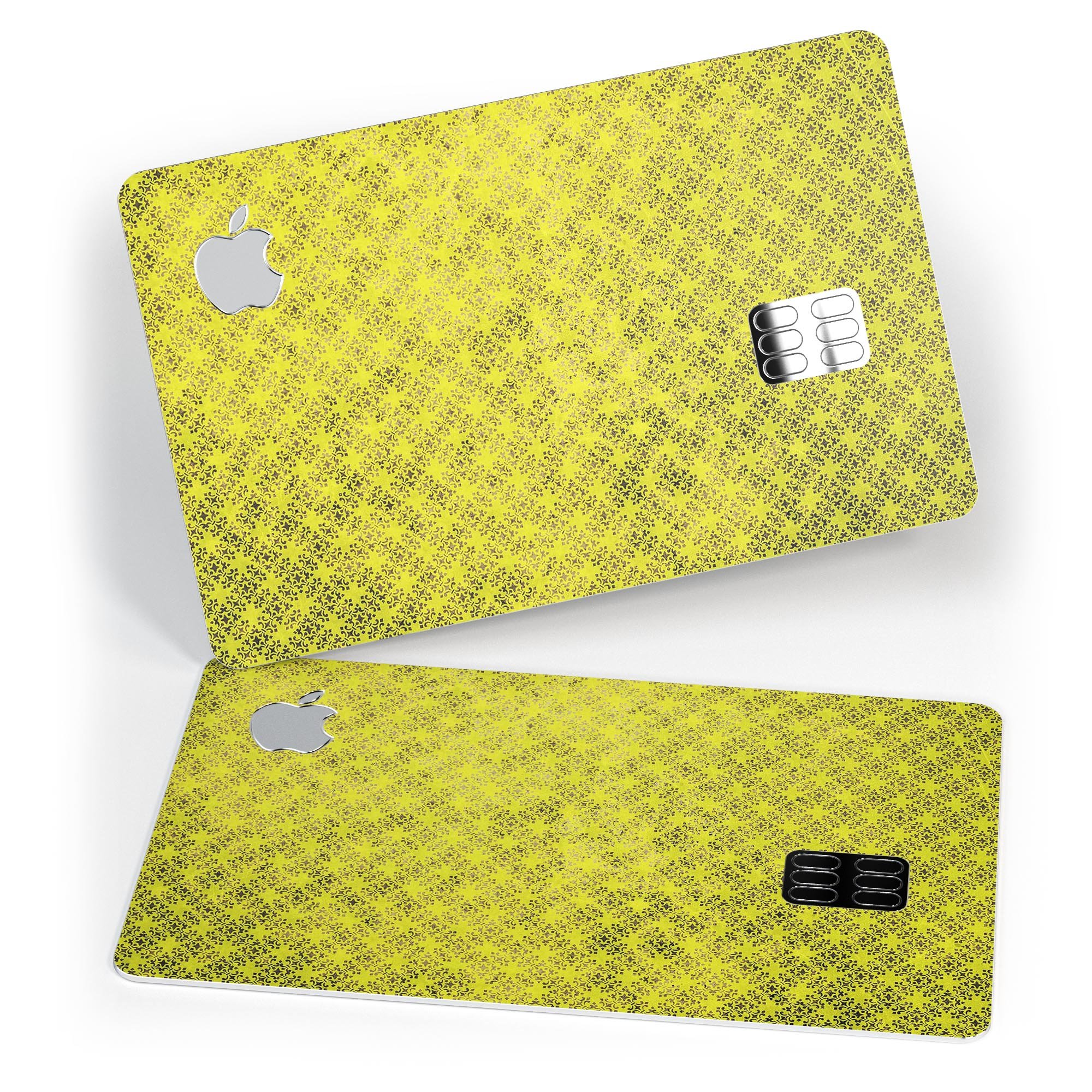 Grunge Yellow Overlapping Circles decal skin for Apple Card, showcasing vibrant colors and unique design.