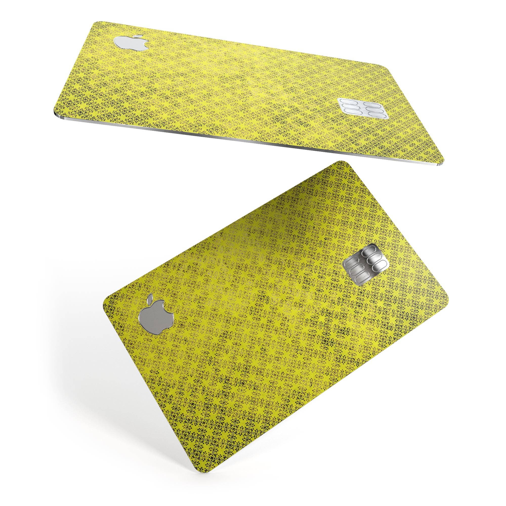 Grunge Yellow Overlapping Circles decal skin for Apple Card, showcasing vibrant colors and unique design.