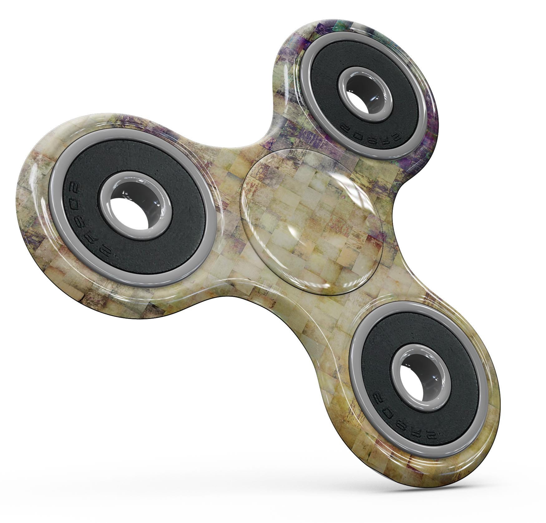 Grungy Abstract Purple Mosaic Skin-Kit for fidget spinner, showcasing vibrant purple hues and an abstract design.
