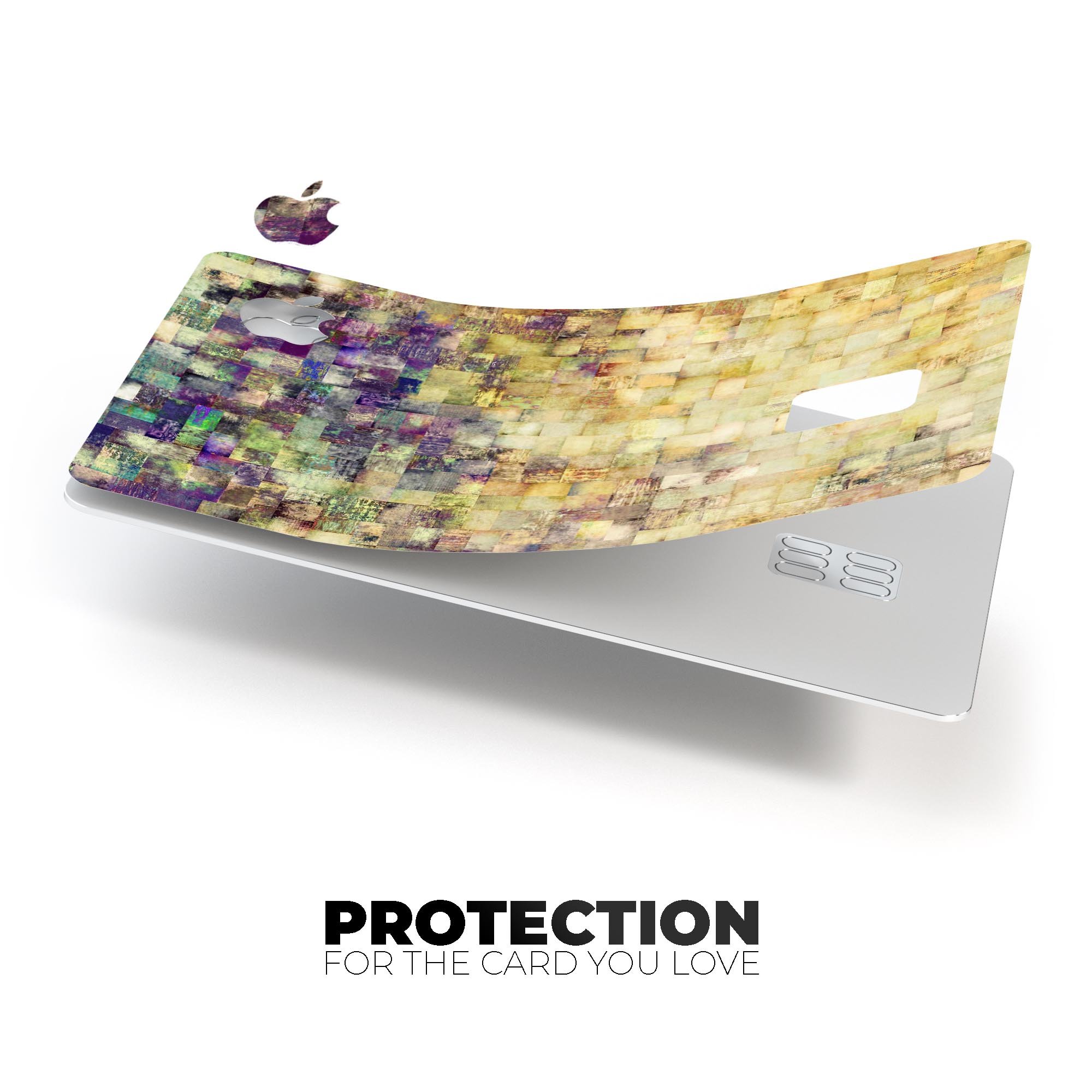 Grungy Abstract Purple Mosaic skin decal for Apple Card, showcasing vibrant colors and unique design.