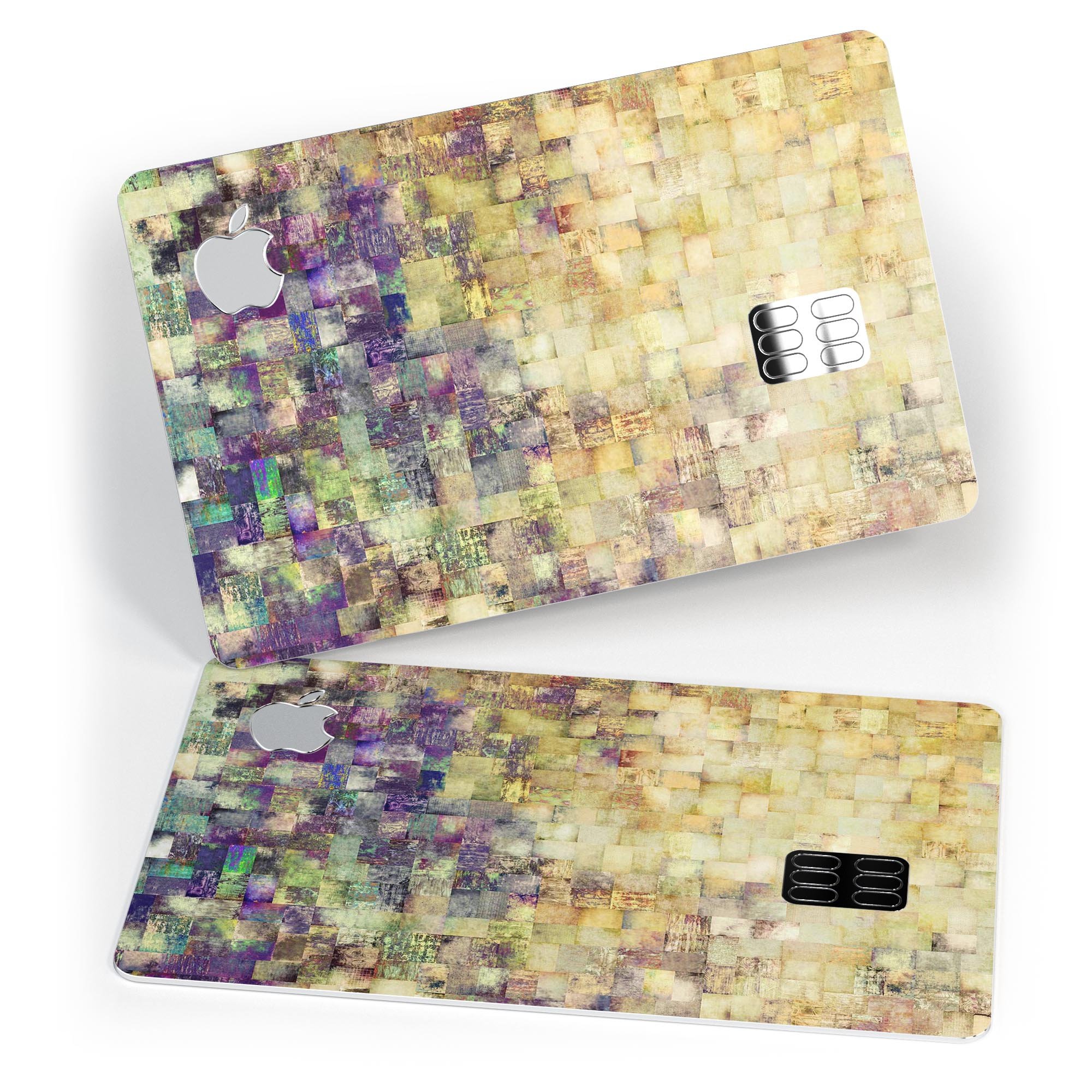Grungy Abstract Purple Mosaic skin decal for Apple Card, showcasing vibrant colors and unique design.